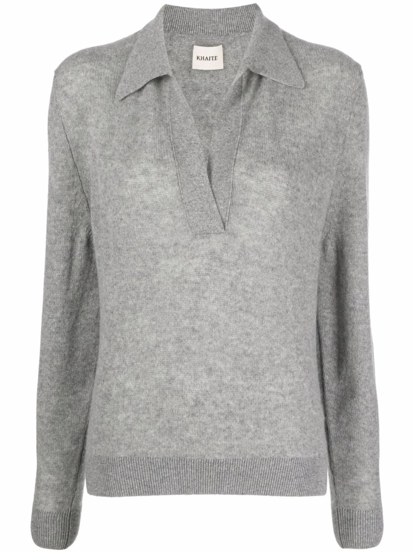 long-sleeved knitted polo shirt