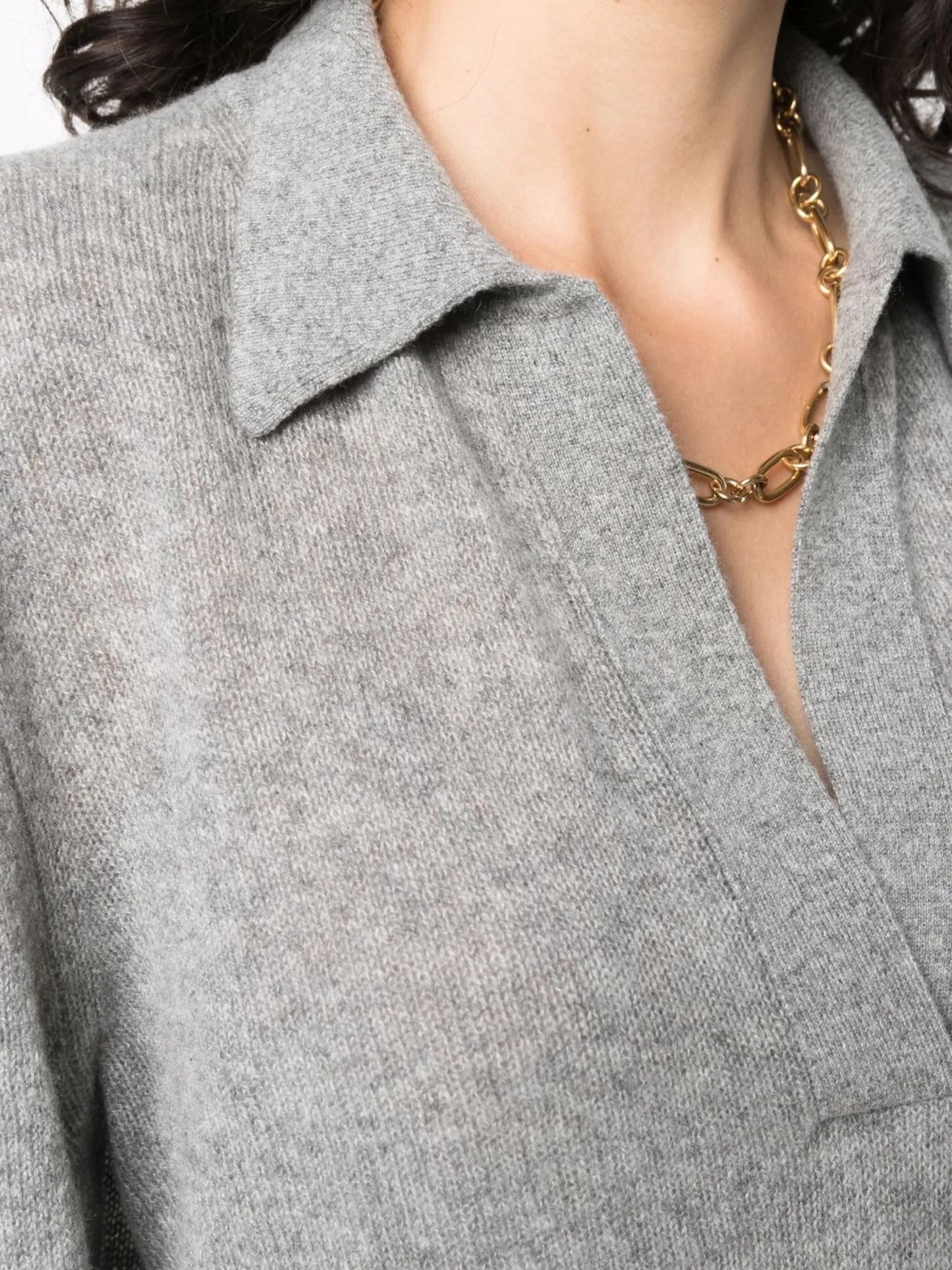 long-sleeved knitted polo shirt