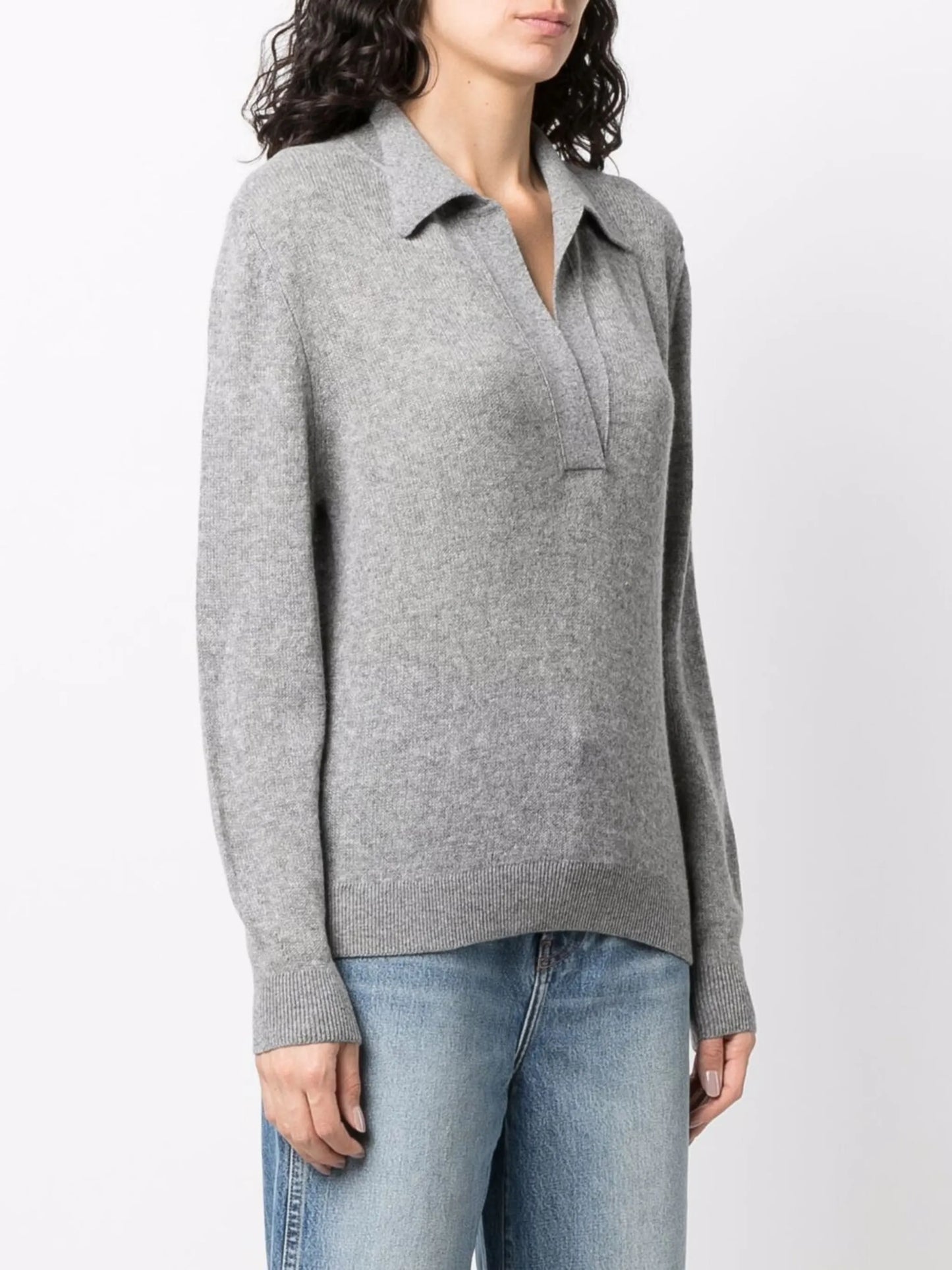 long-sleeved knitted polo shirt