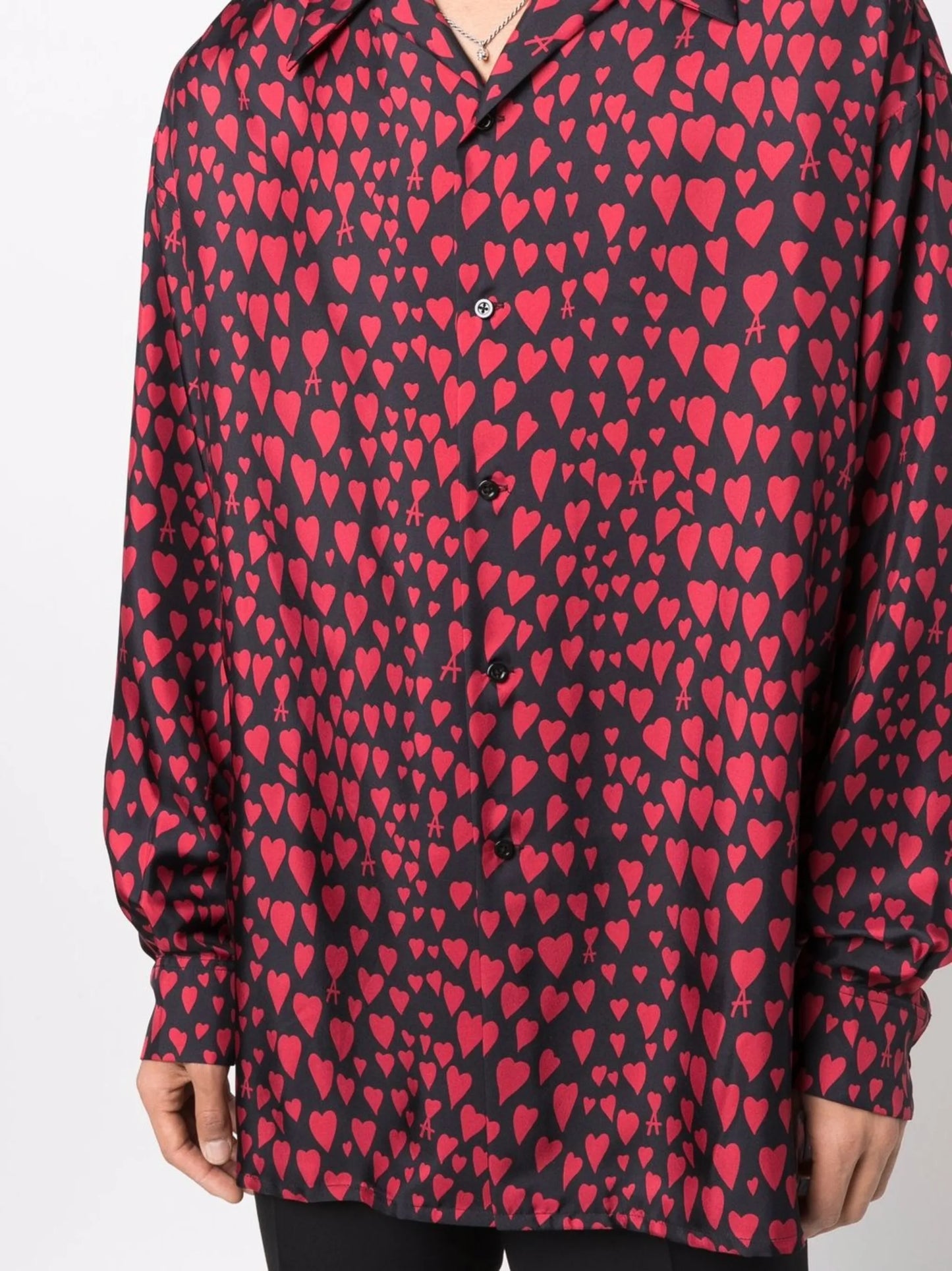 heart pattern button-up shirt