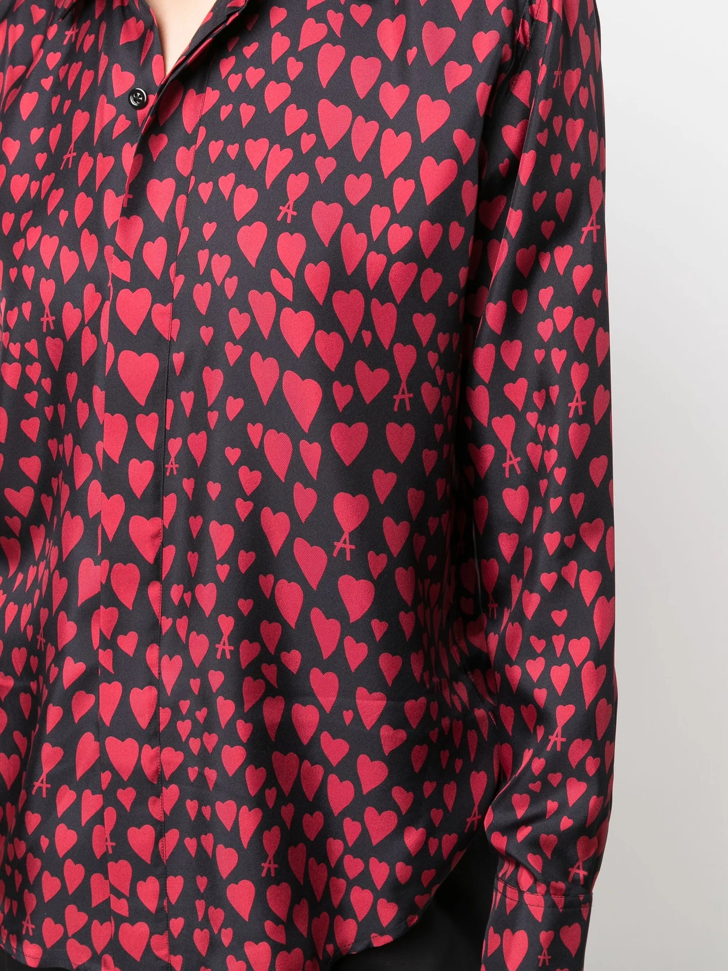 heart pattern button-up shirt