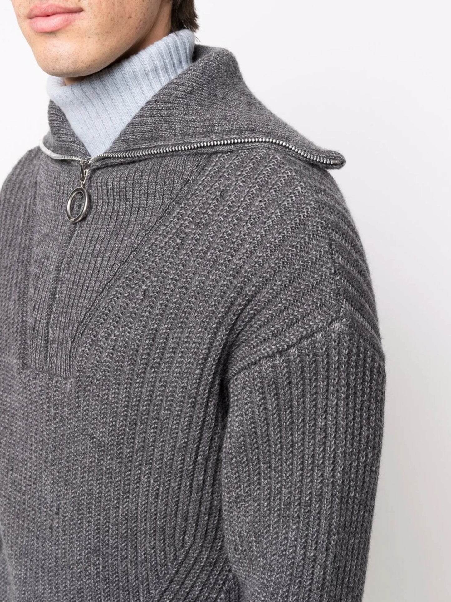 half-zip ribbed-knit sweatshirt