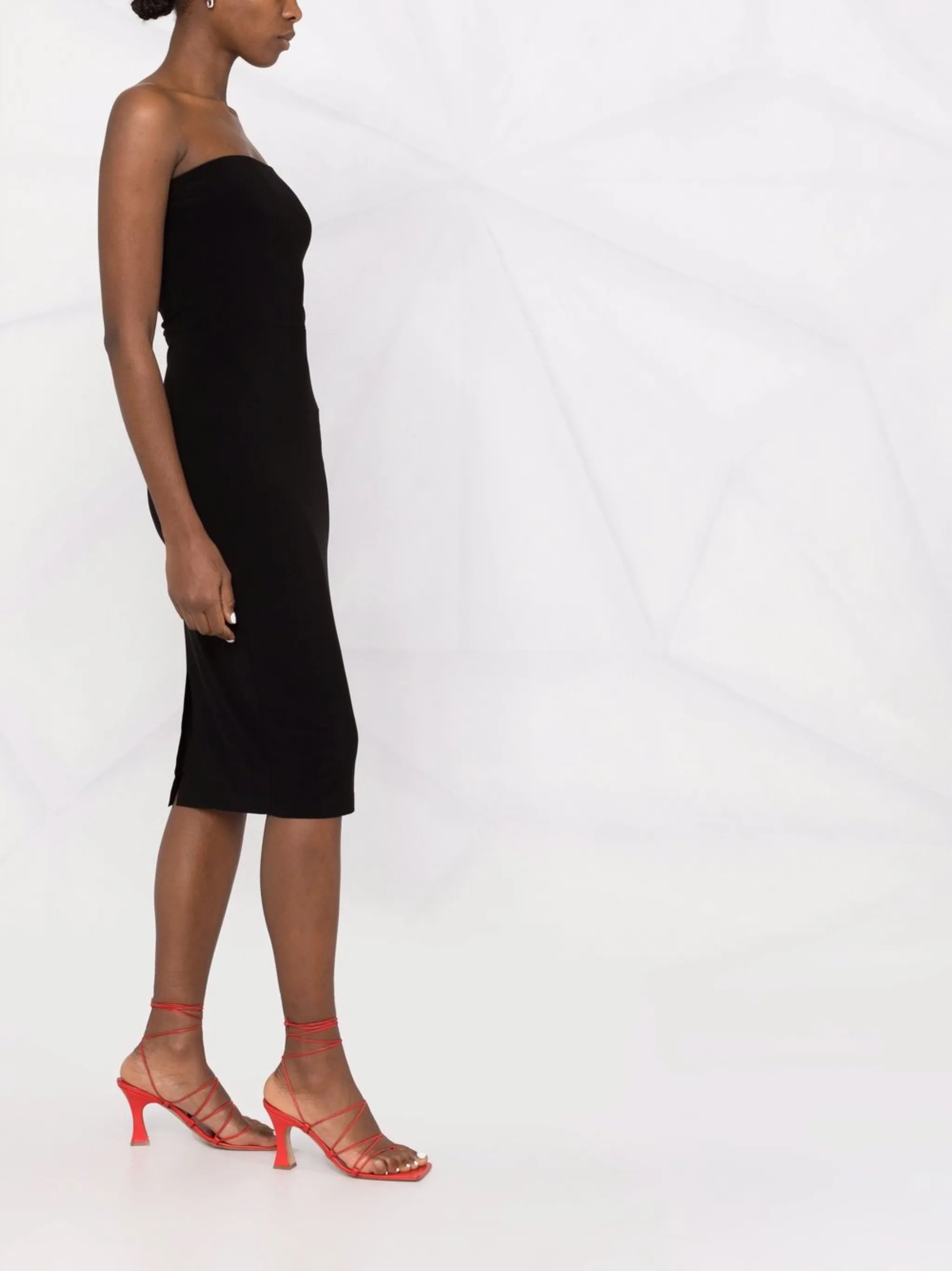 mid-length strapless dress