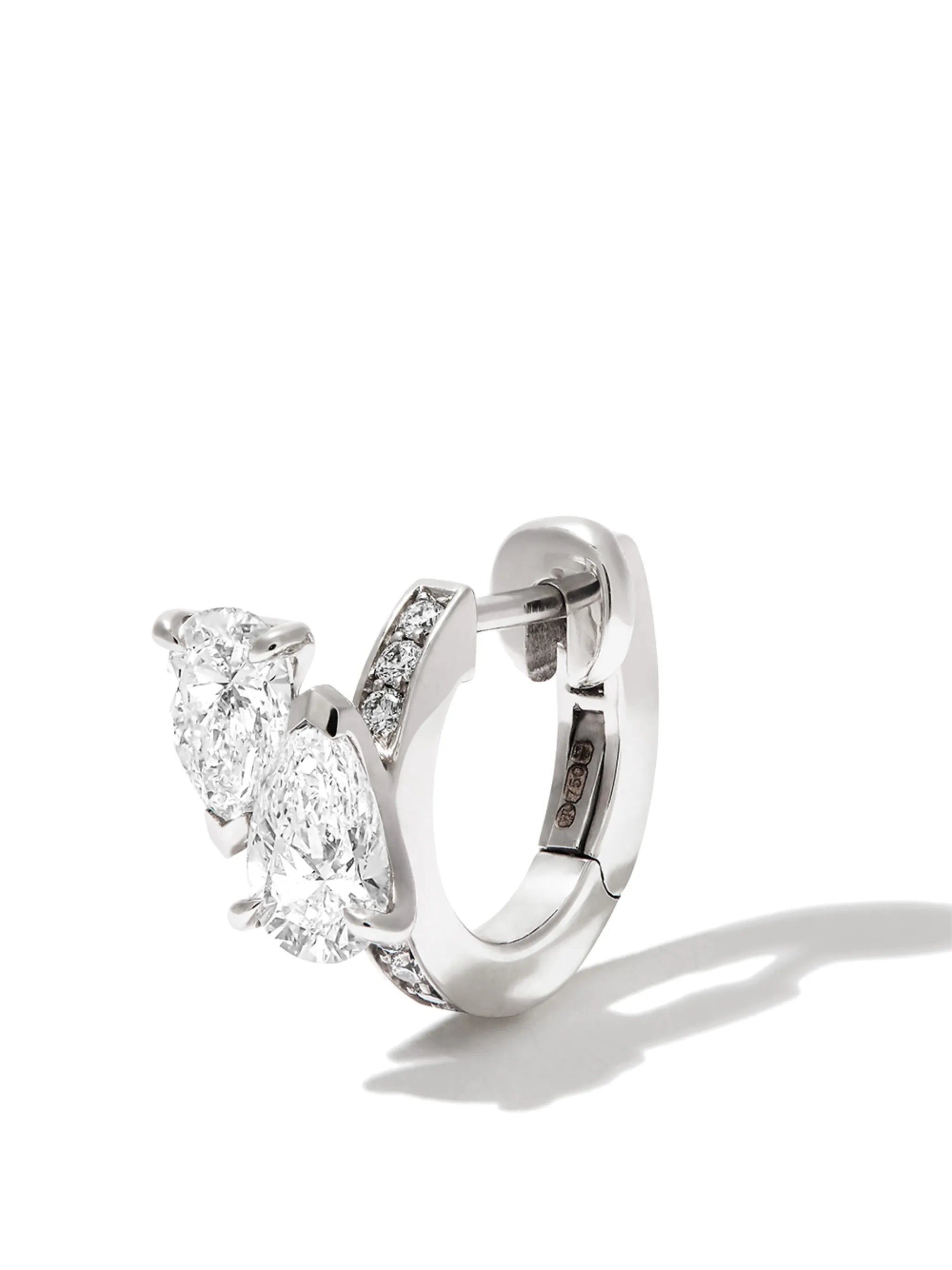 18kt white gold Serti diamond huggie earring