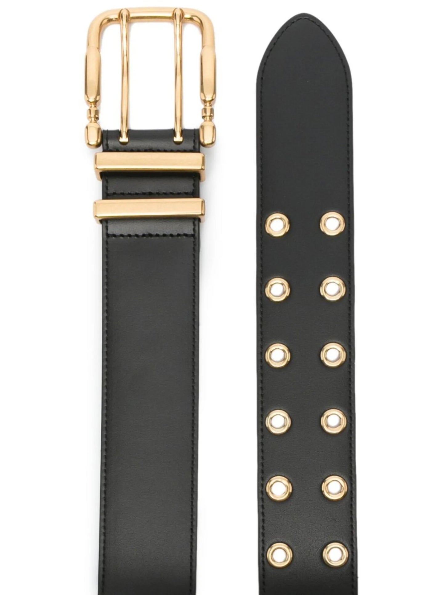 double-buckle leather belt
