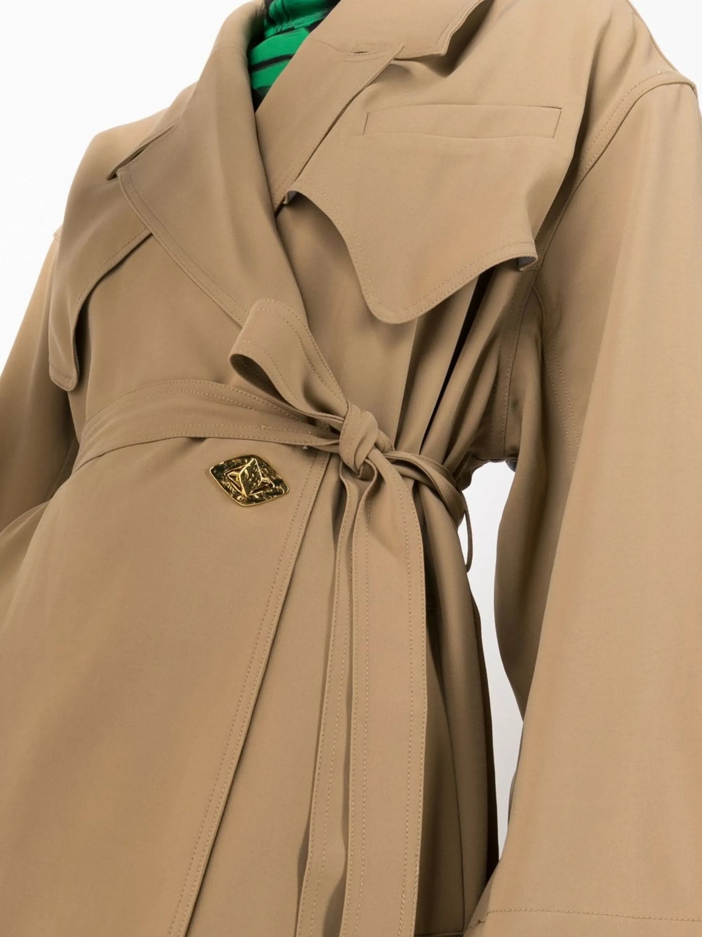logo-plaque belted trench coat