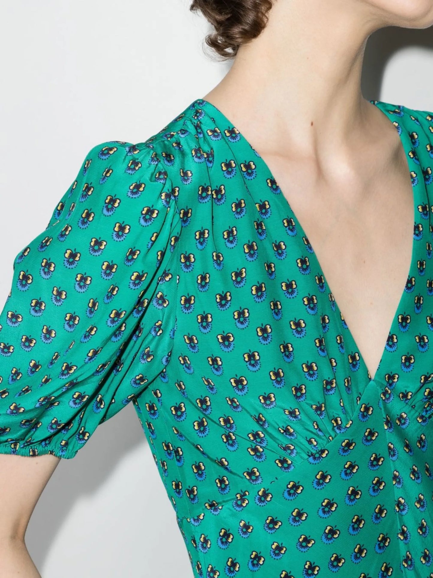 graphic-print puff-sleeve minidress