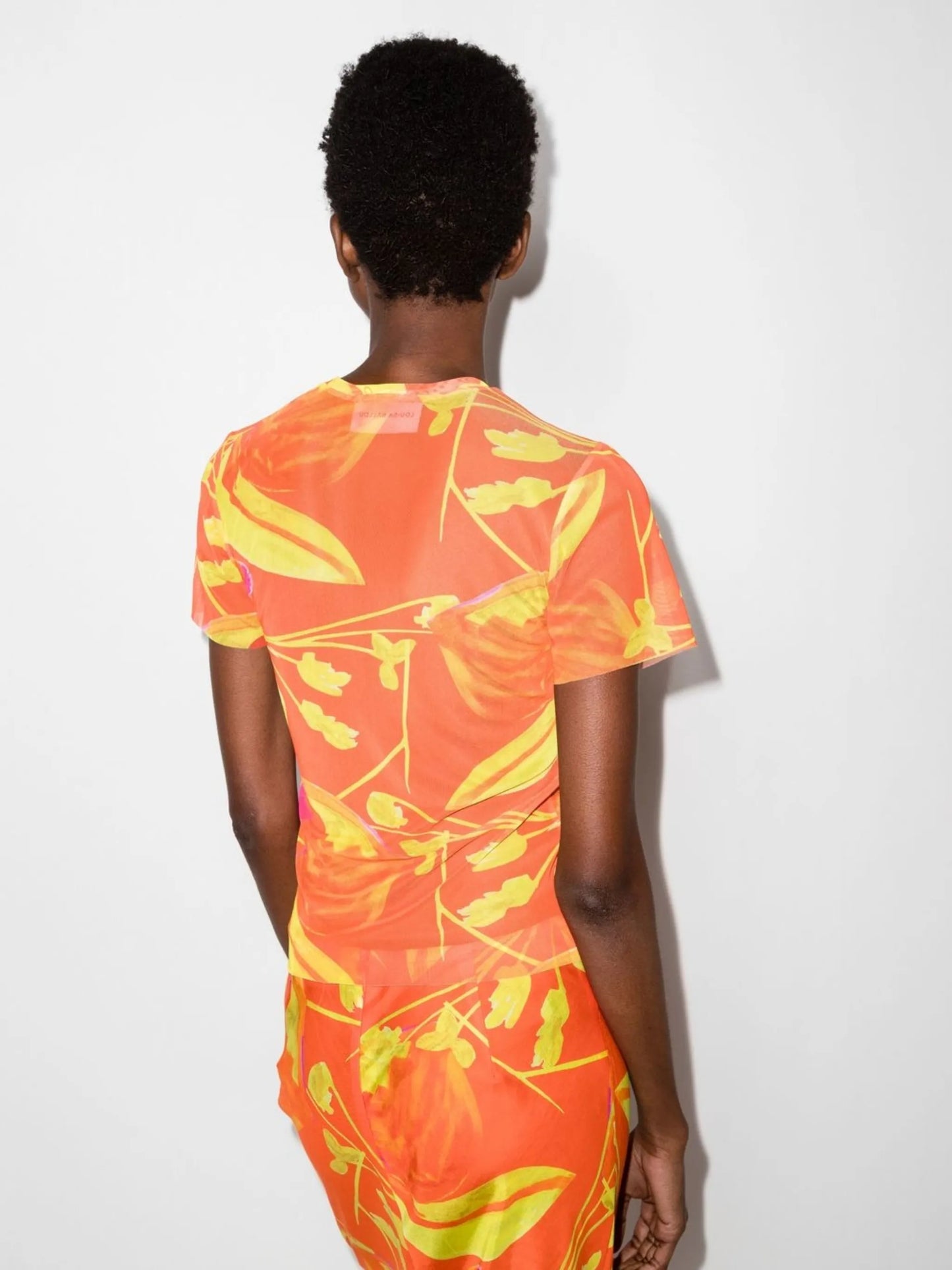 floral-print mesh T-shirt