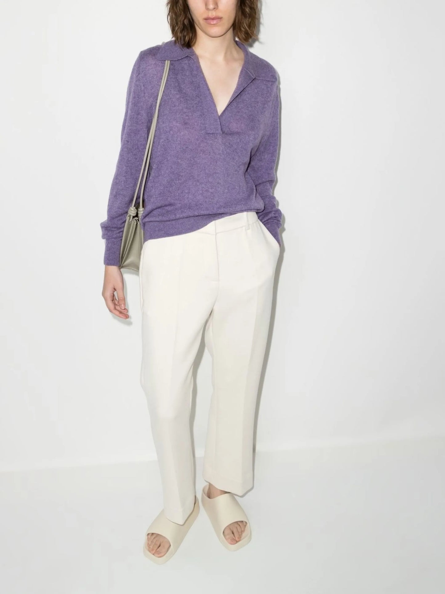 Jo polo-collar V-neck sweater