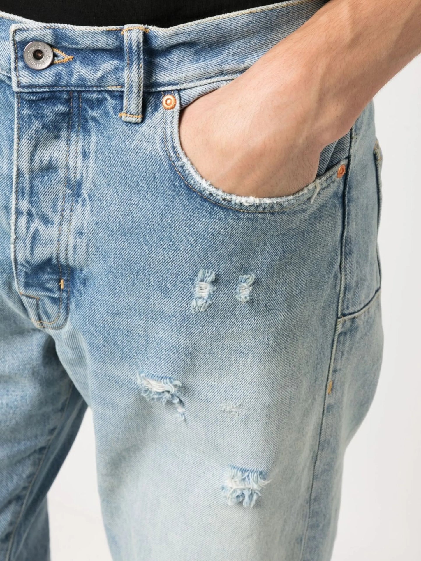 mid-rise straight-leg jeans