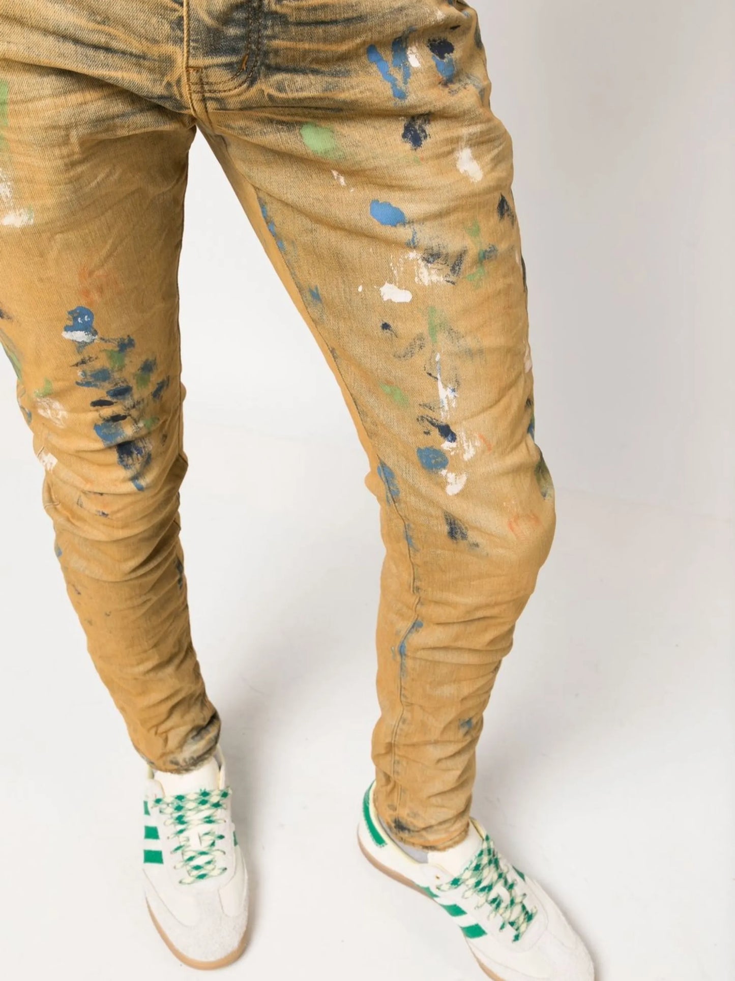 paint-splatter skinny jeans