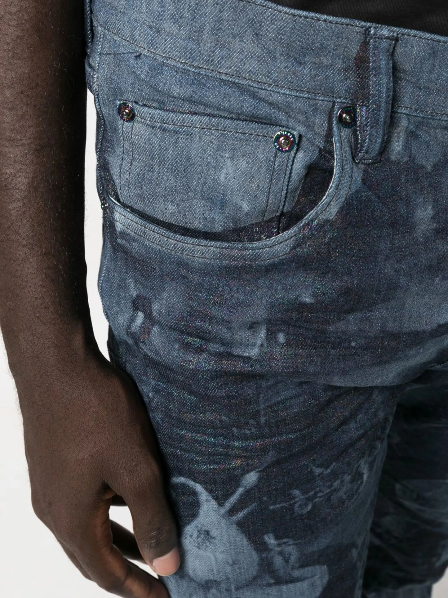 laser-print skinny jeans