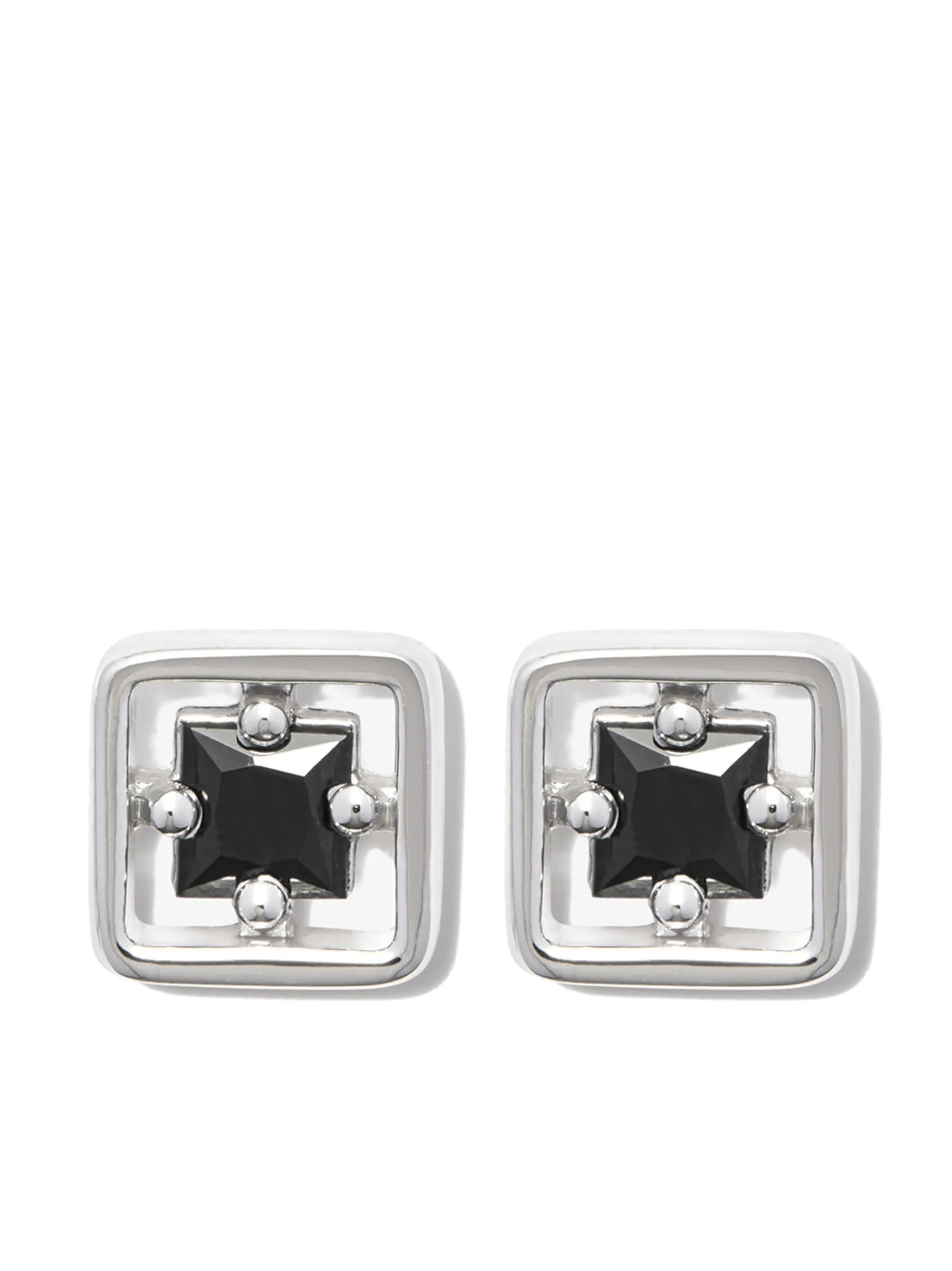 18kt white gold Inlay sapphire stud earrings