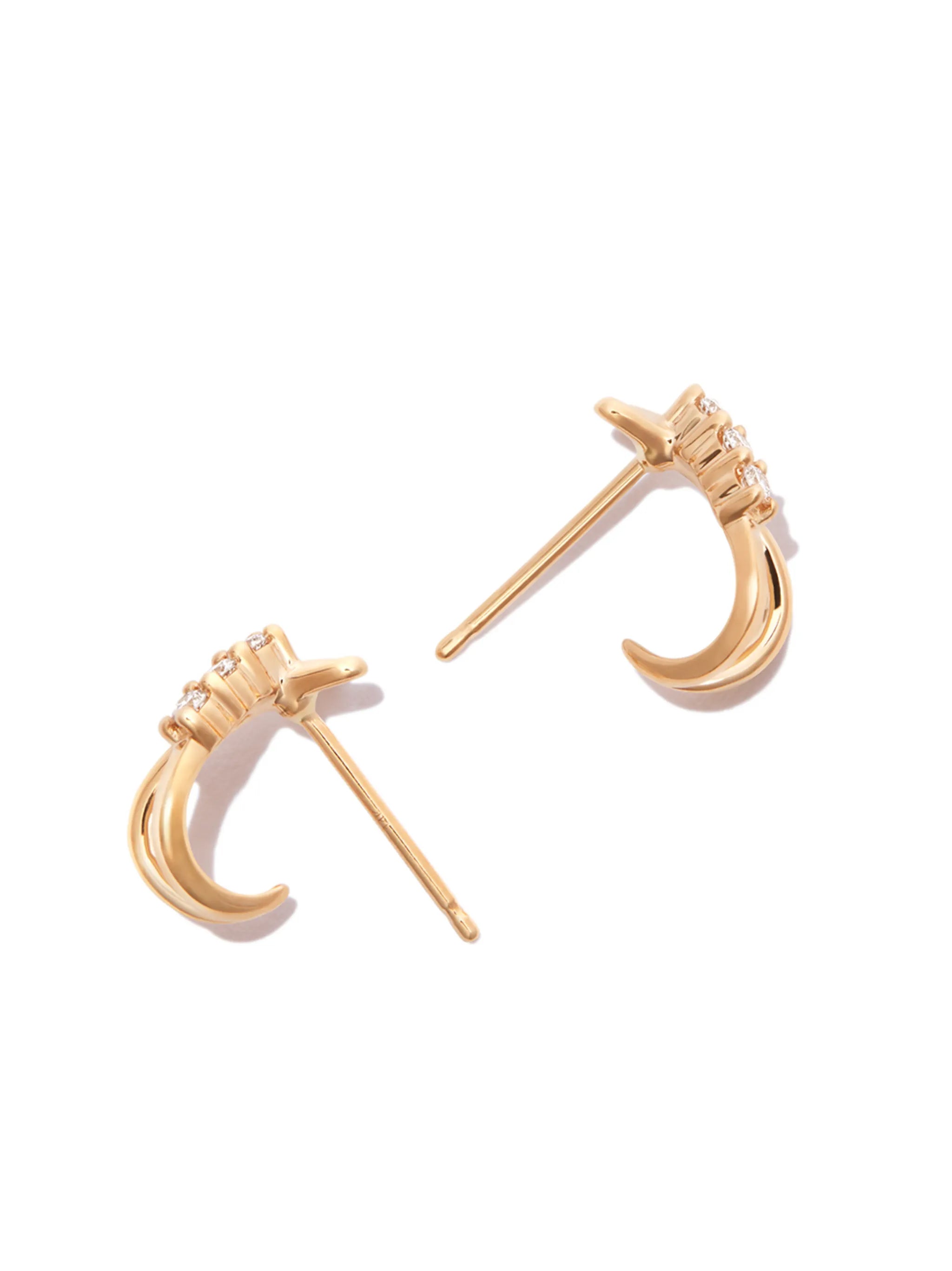 14kt yellow gold Ava Bea diamond huggie earrings