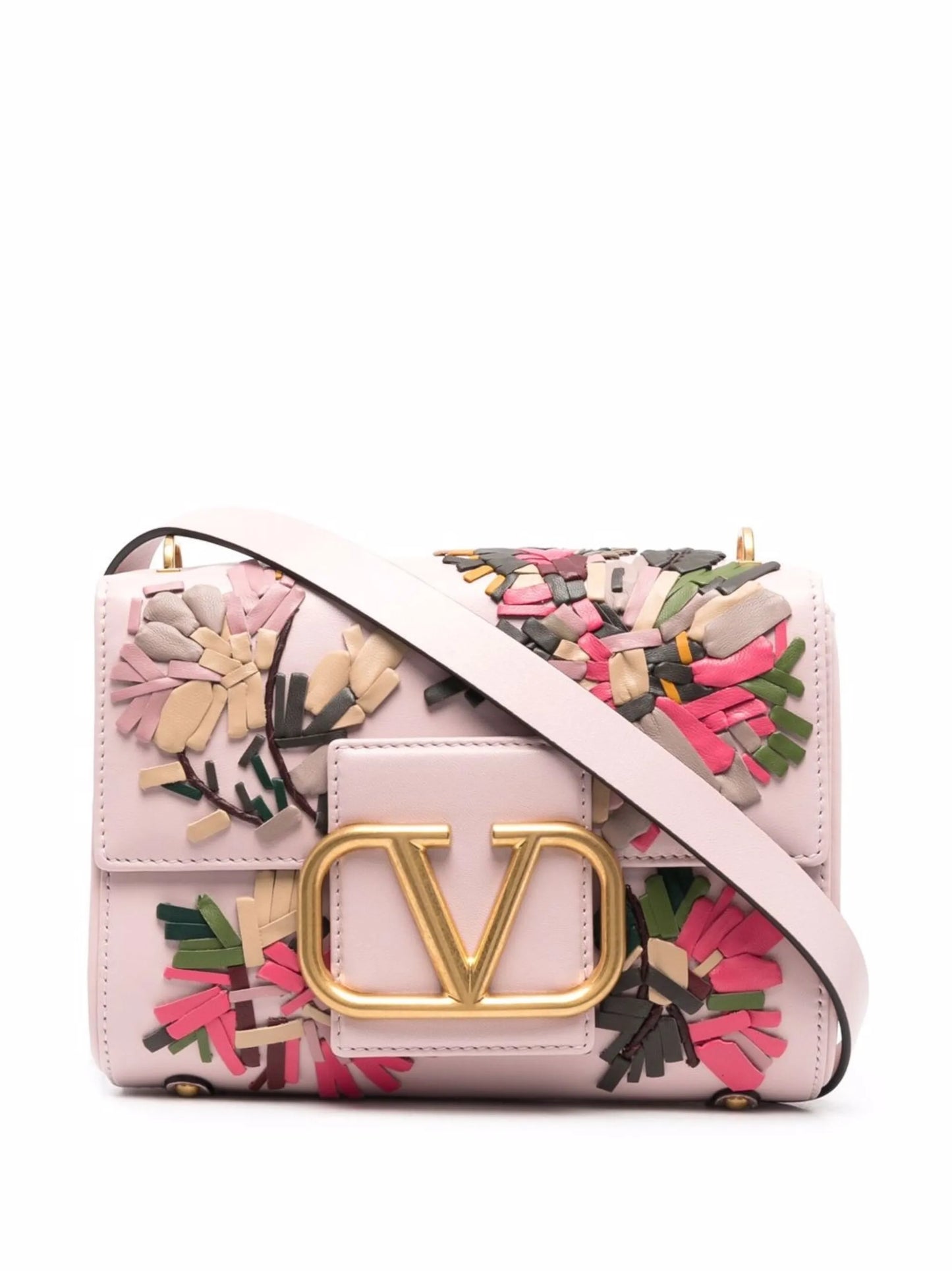 Stud Sign shoulder bag with floral embroidery