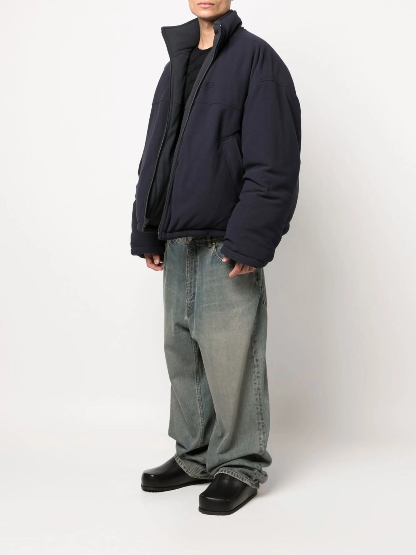 logo-print reversible padded coat