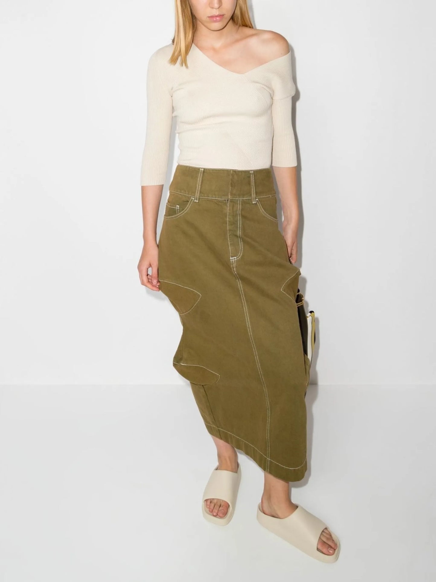 Jandar ribbed-knit crop-sleeve top