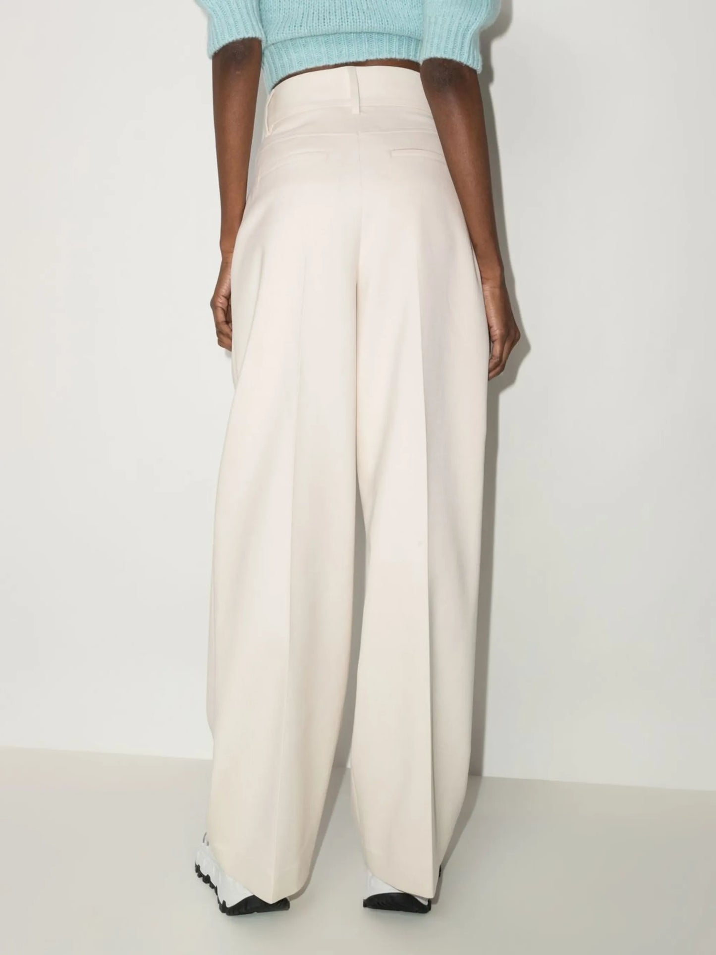 high-waisted tailored flared trousers