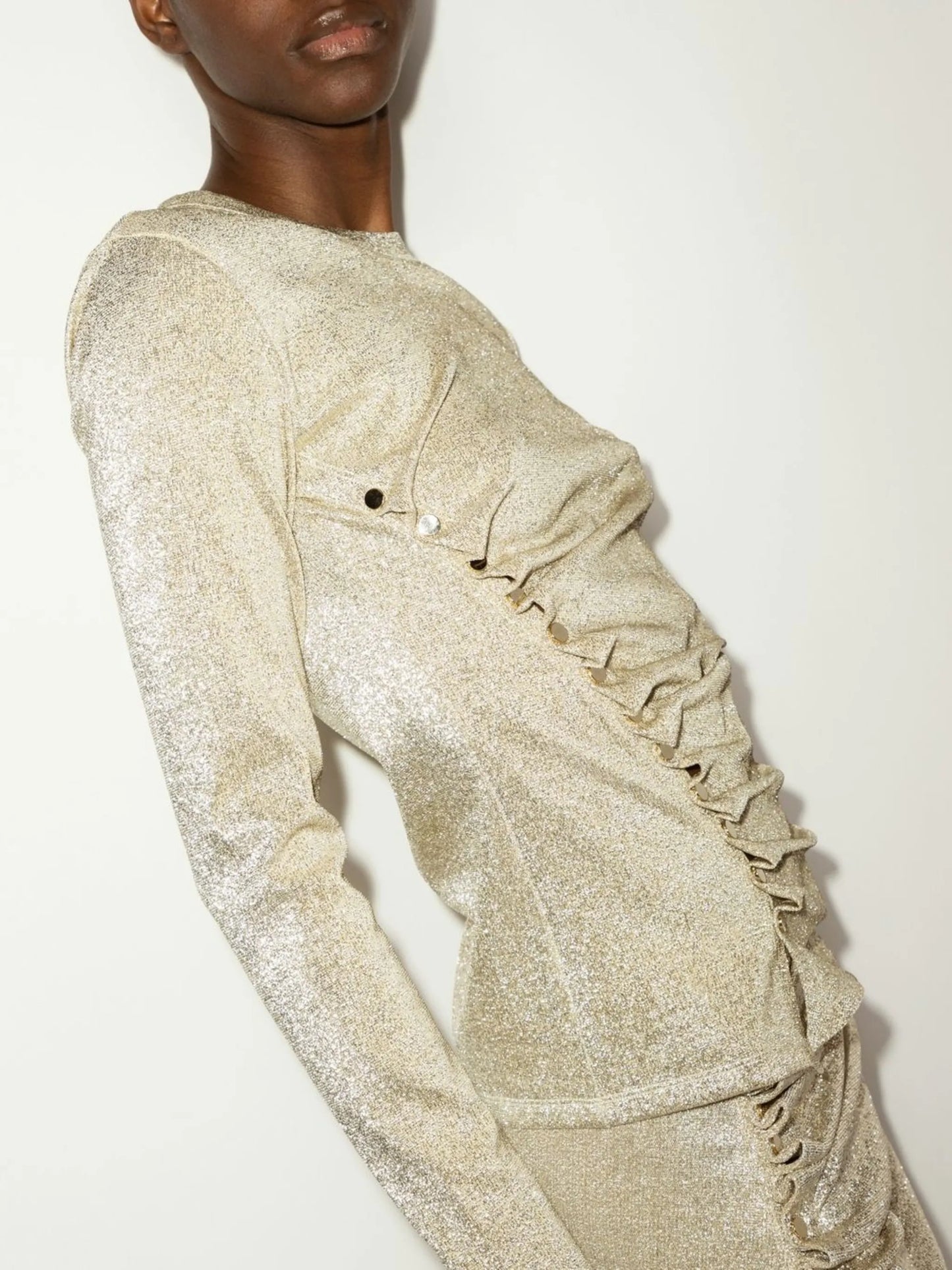 asymmetric metallic T-shirt
