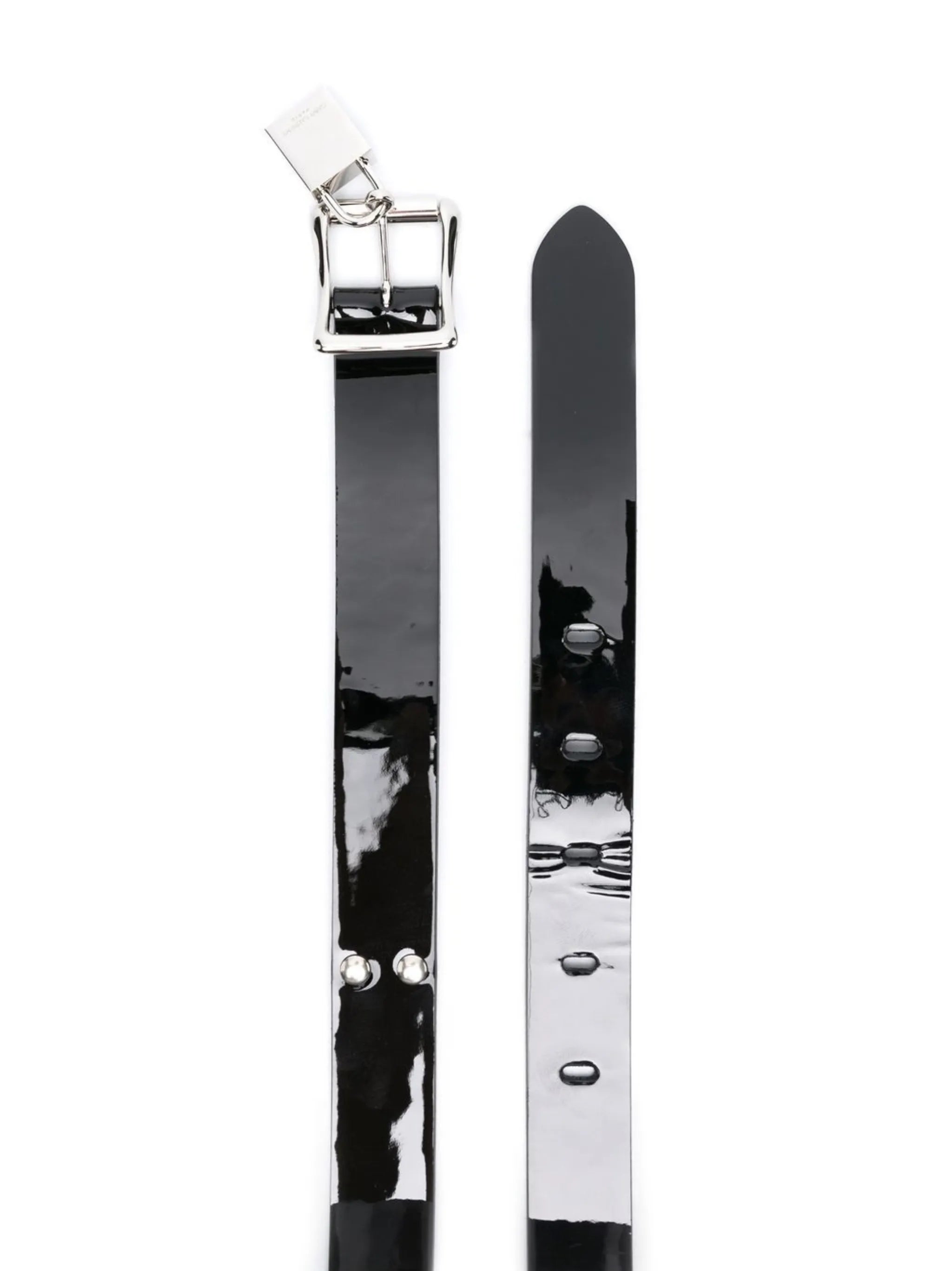 patent leather padlock leather belt
