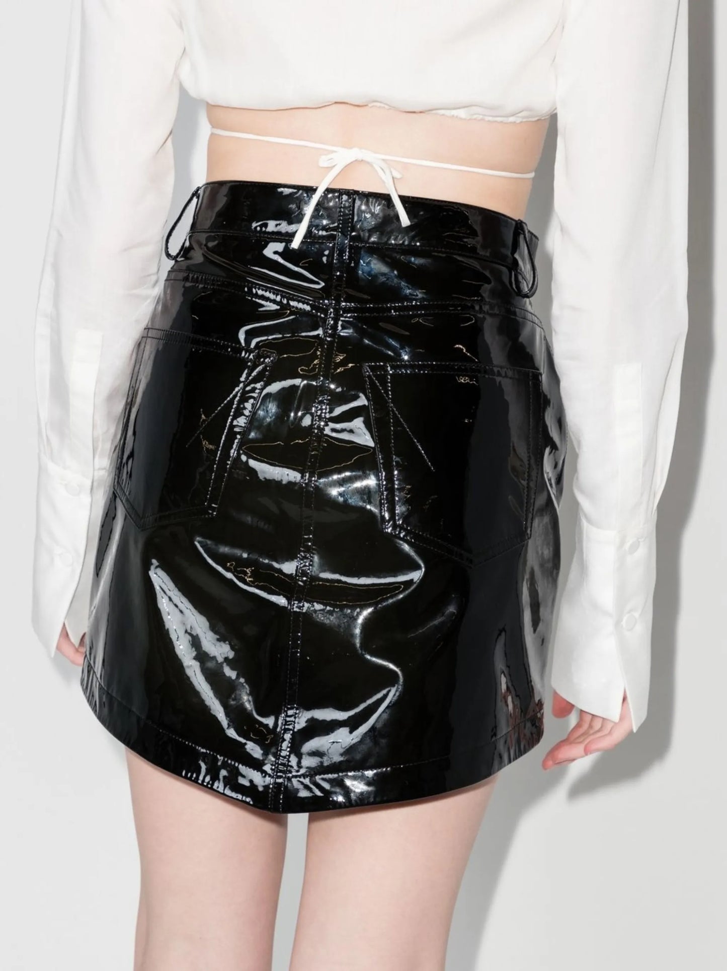 patent-leather miniskirt