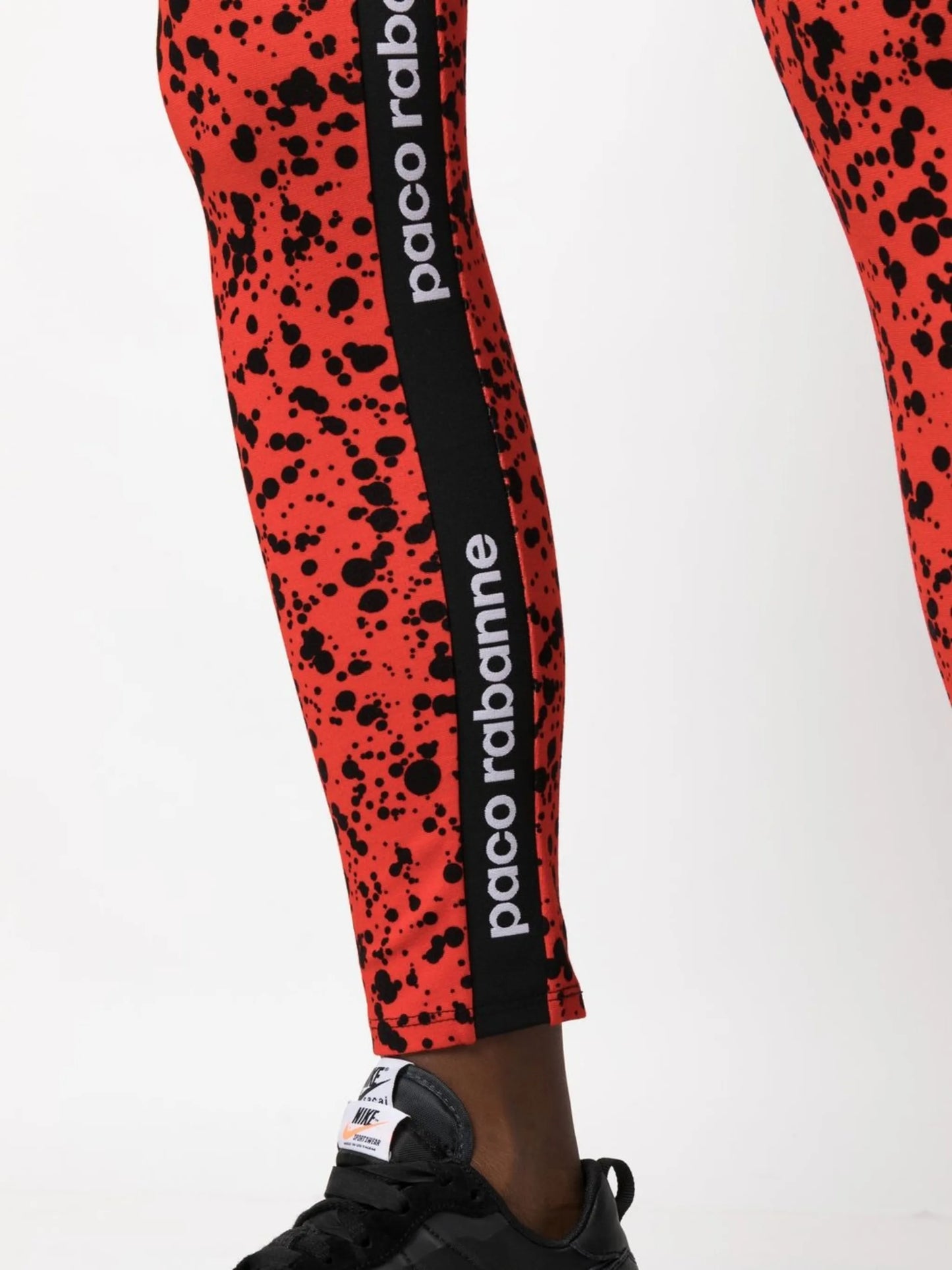 painterly-print logo leggings