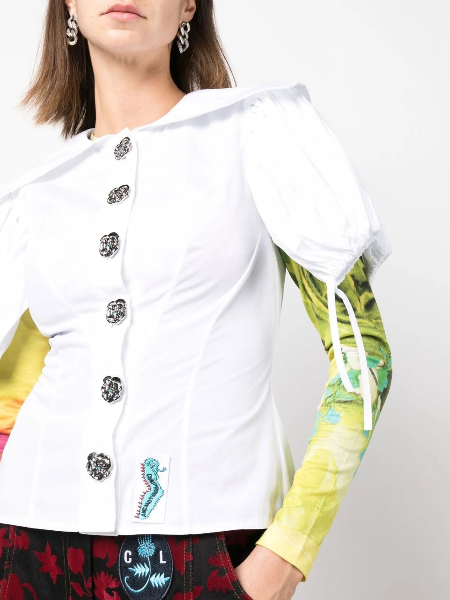 Octo fitted puff-sleeve shirt