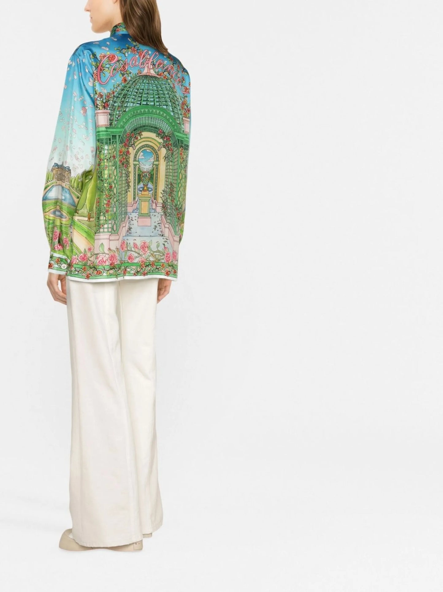 graphic-print silk shirt