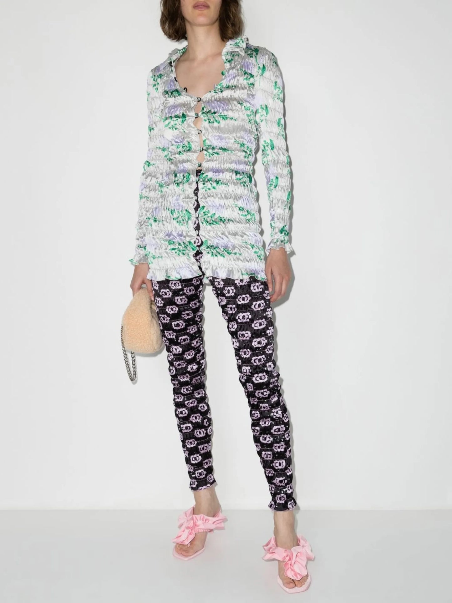 motif-print high-waisted trousers