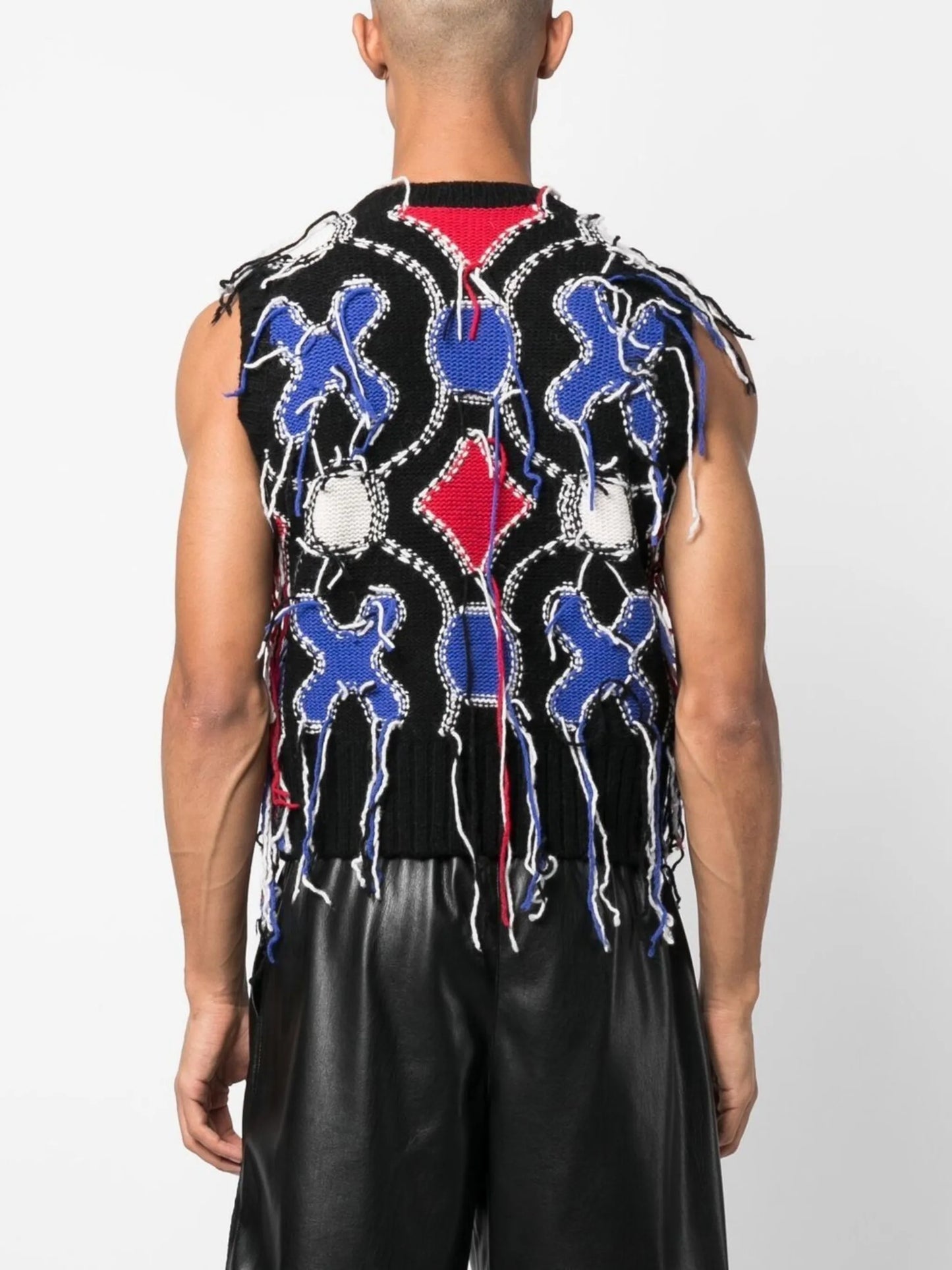 Guddle sleeveless frayed knitted vest