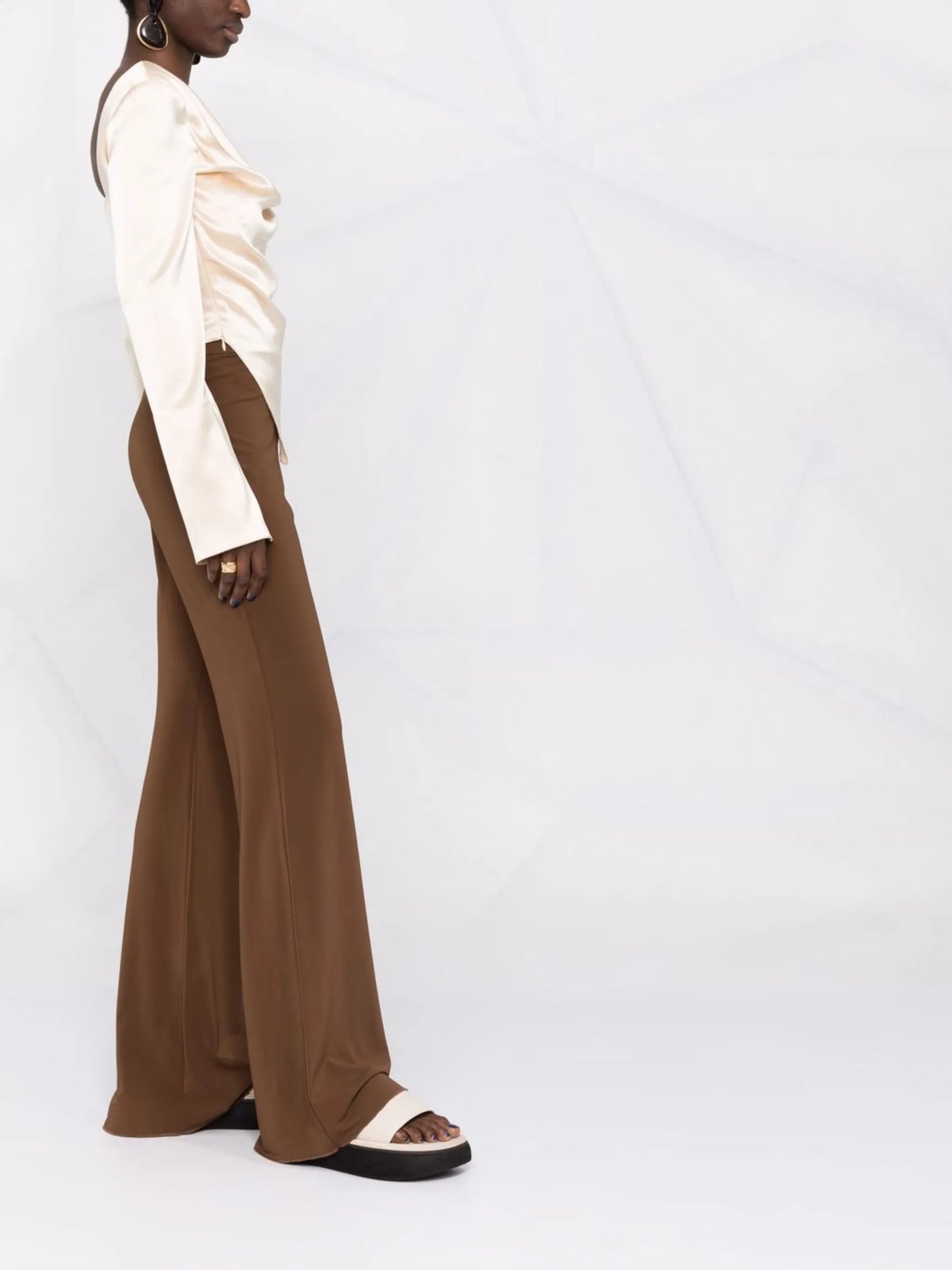 draped-front satin blouse