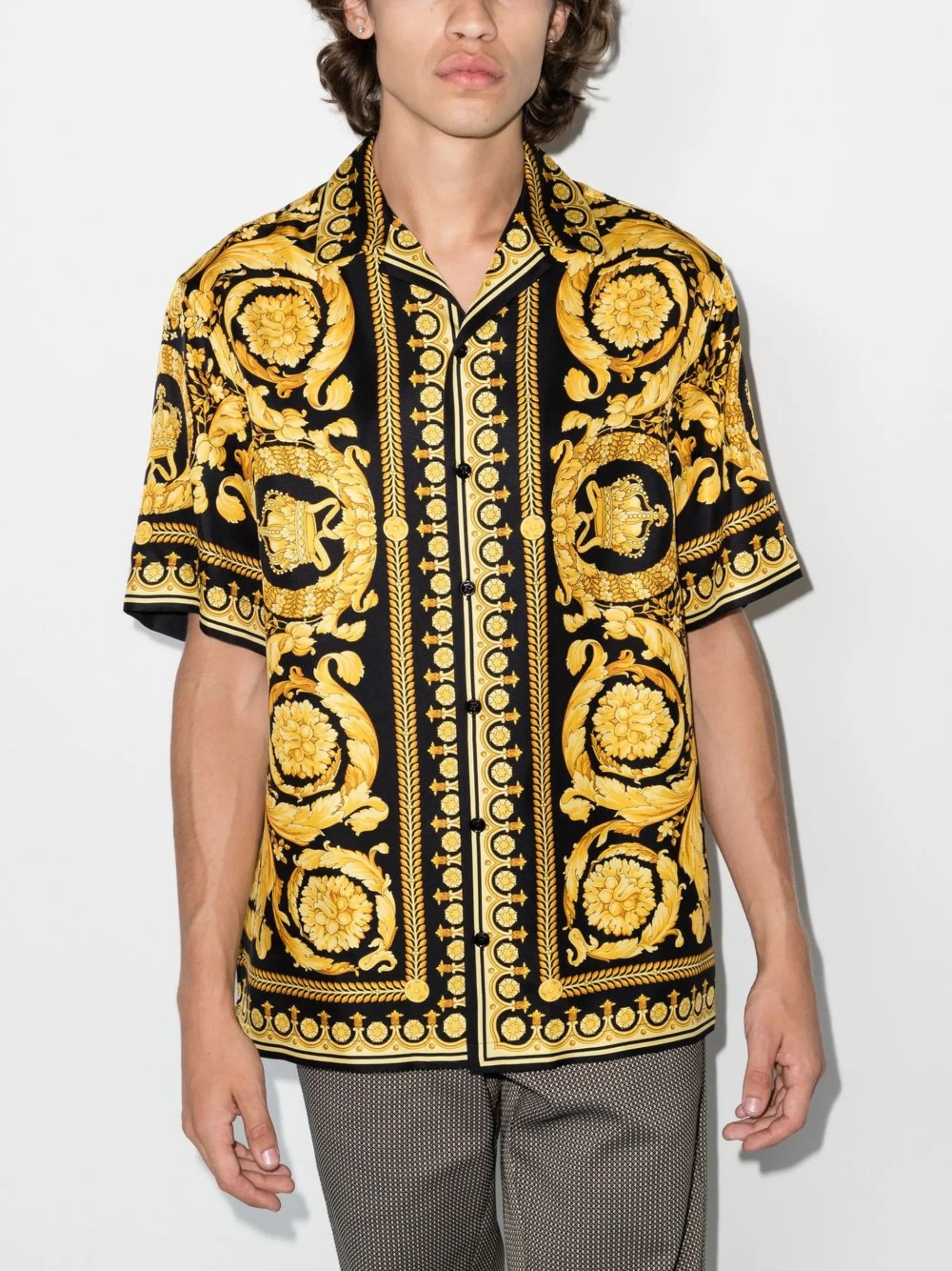 Barocco print silk shirt