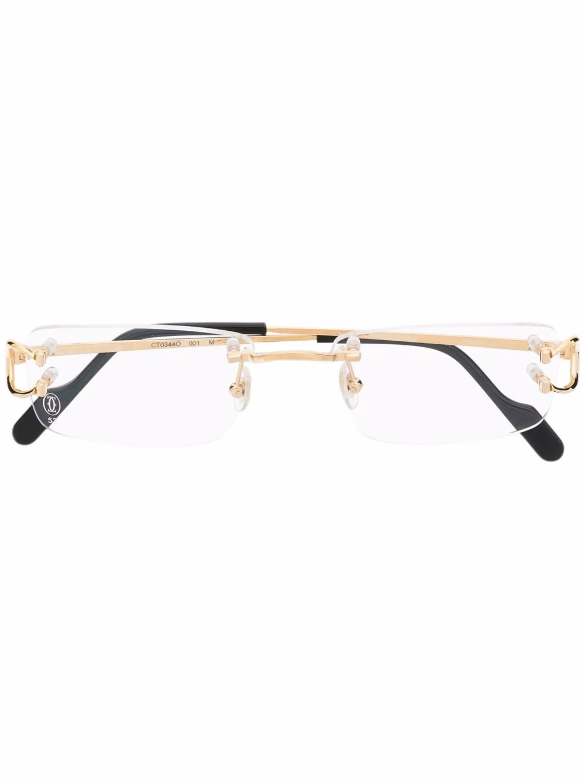 rimless square-frame glasses
