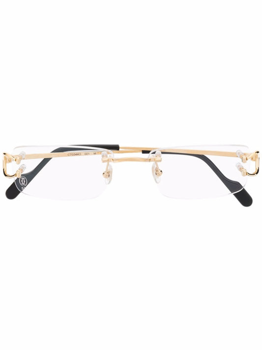 rimless square-frame glasses