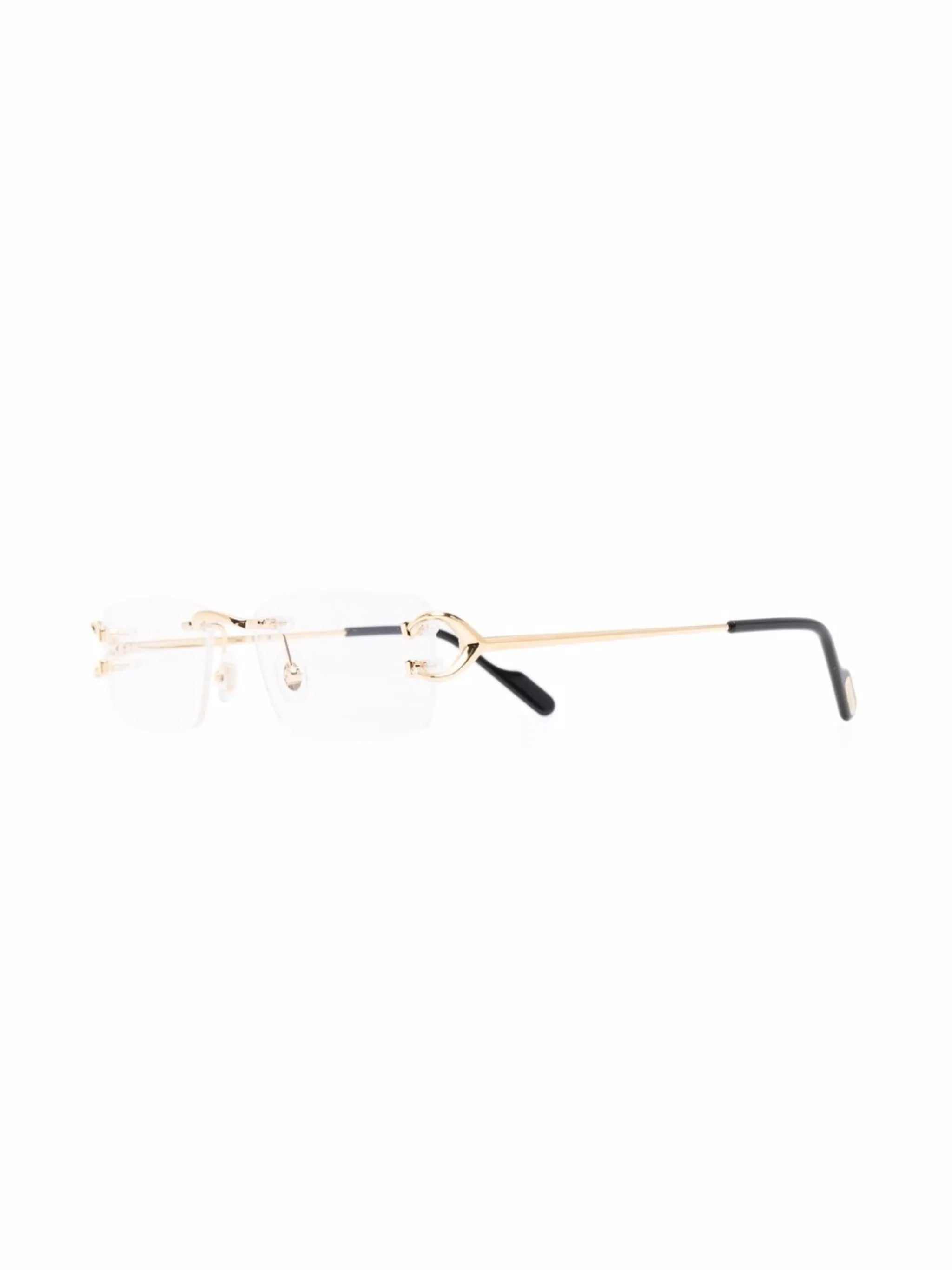 rimless square-frame glasses
