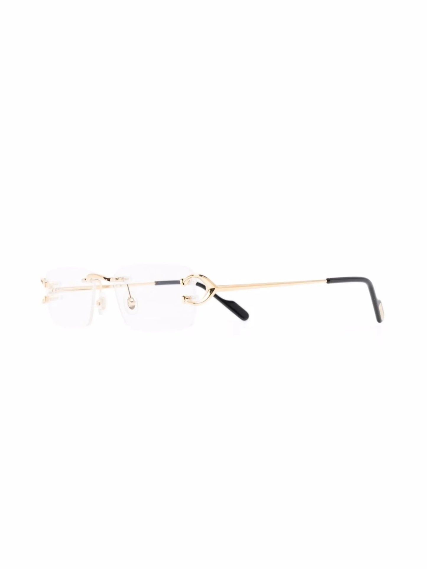 rimless square-frame glasses