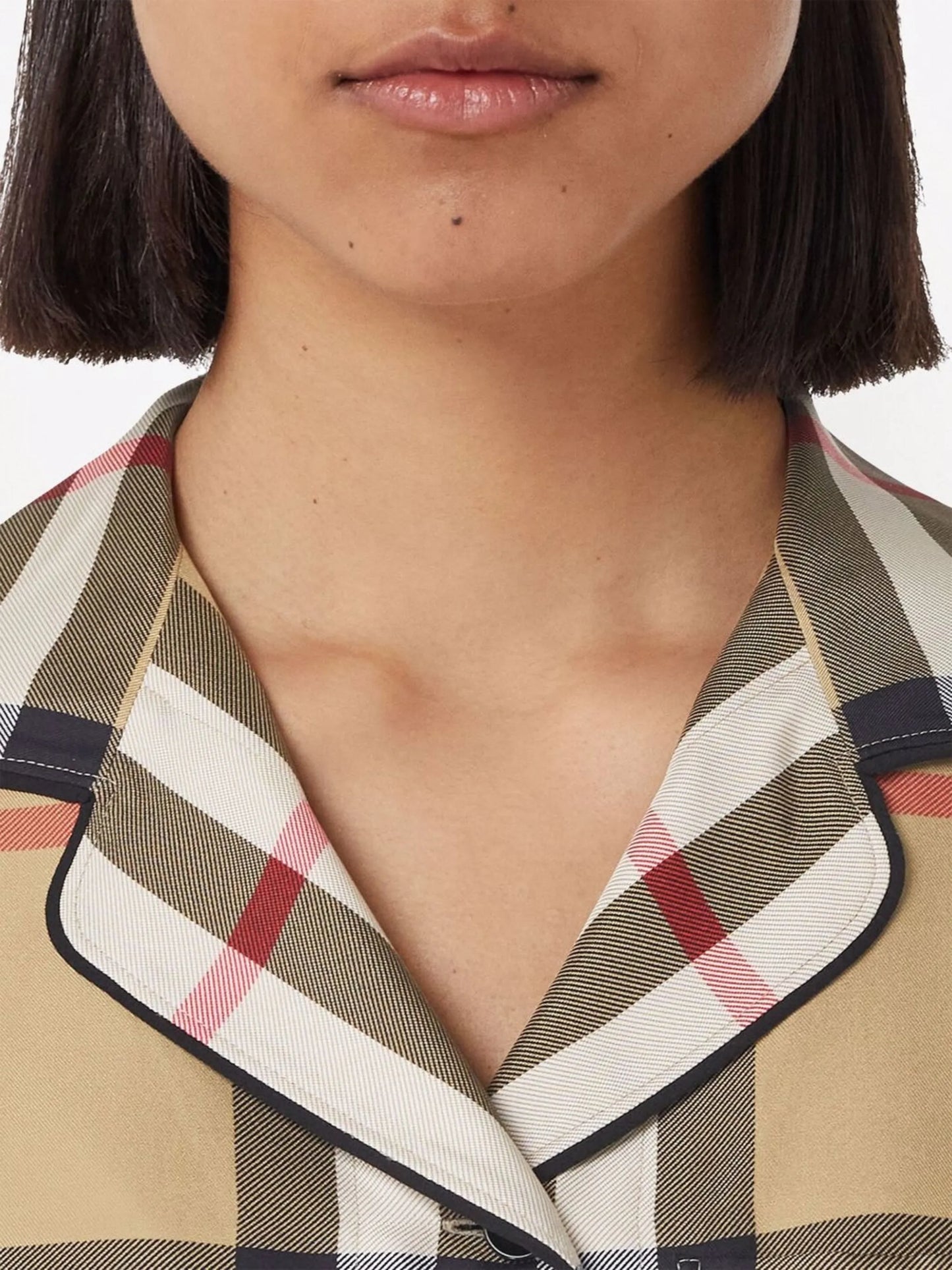 Vintage Check silk pajama shirt