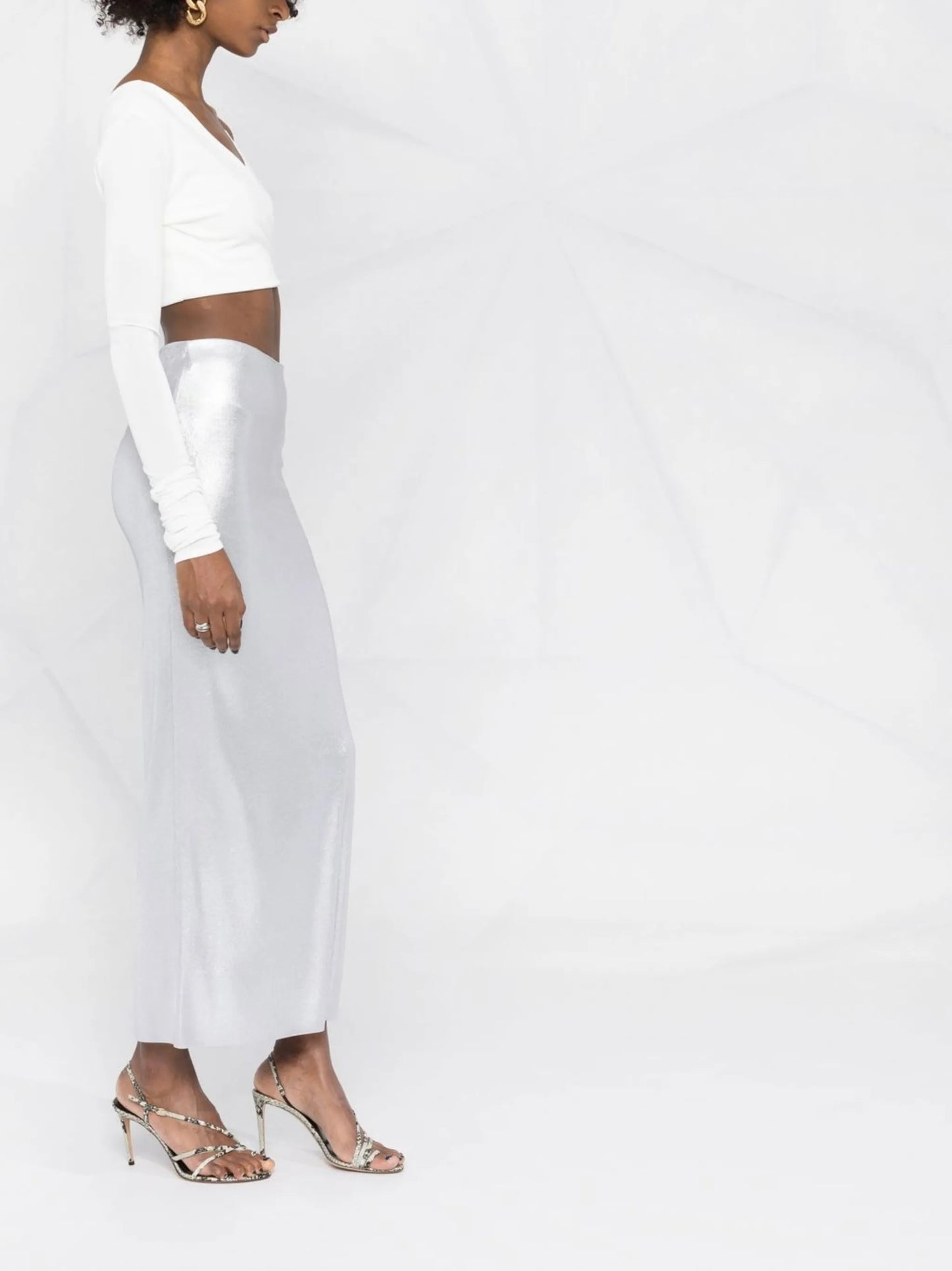 metallic high-waist skirt