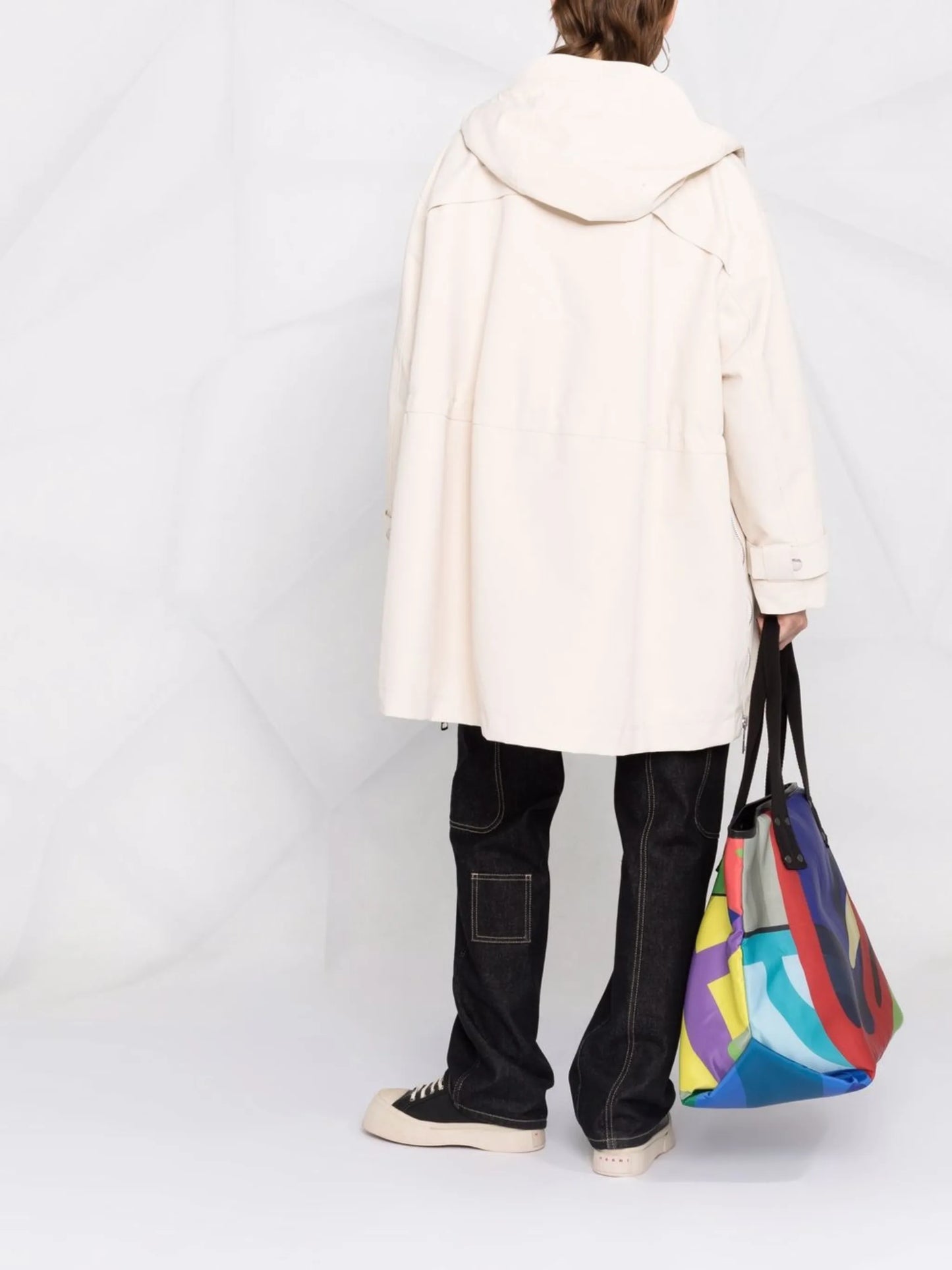 zipped-details hooded rain coat