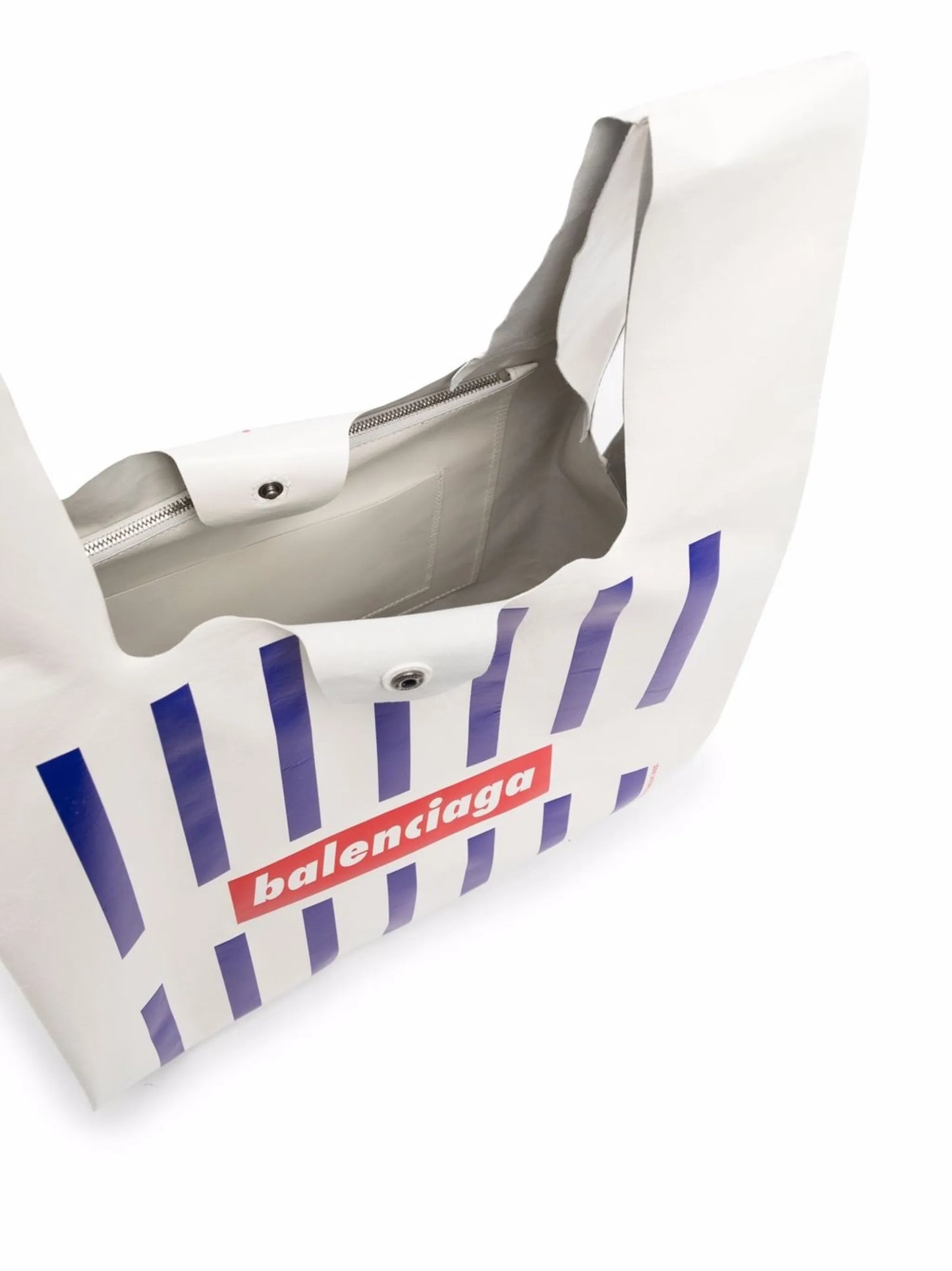 striped logo tote bag