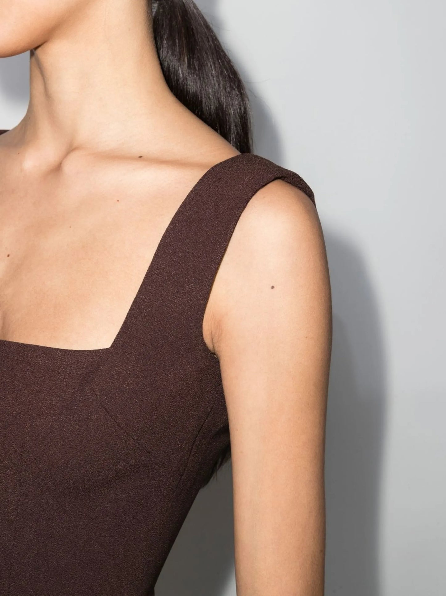 Steel square-neck fitted midi dress