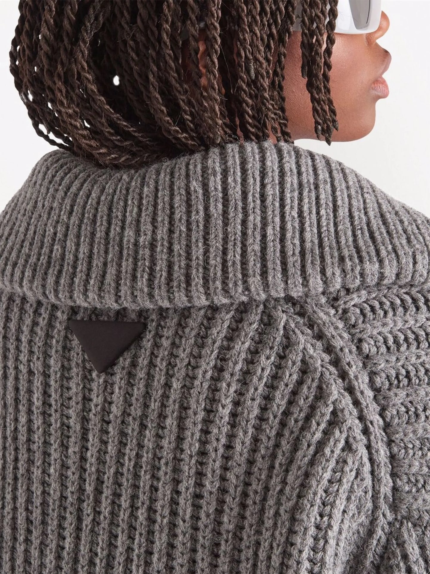 ribbed-knit lace-up cardi-coat
