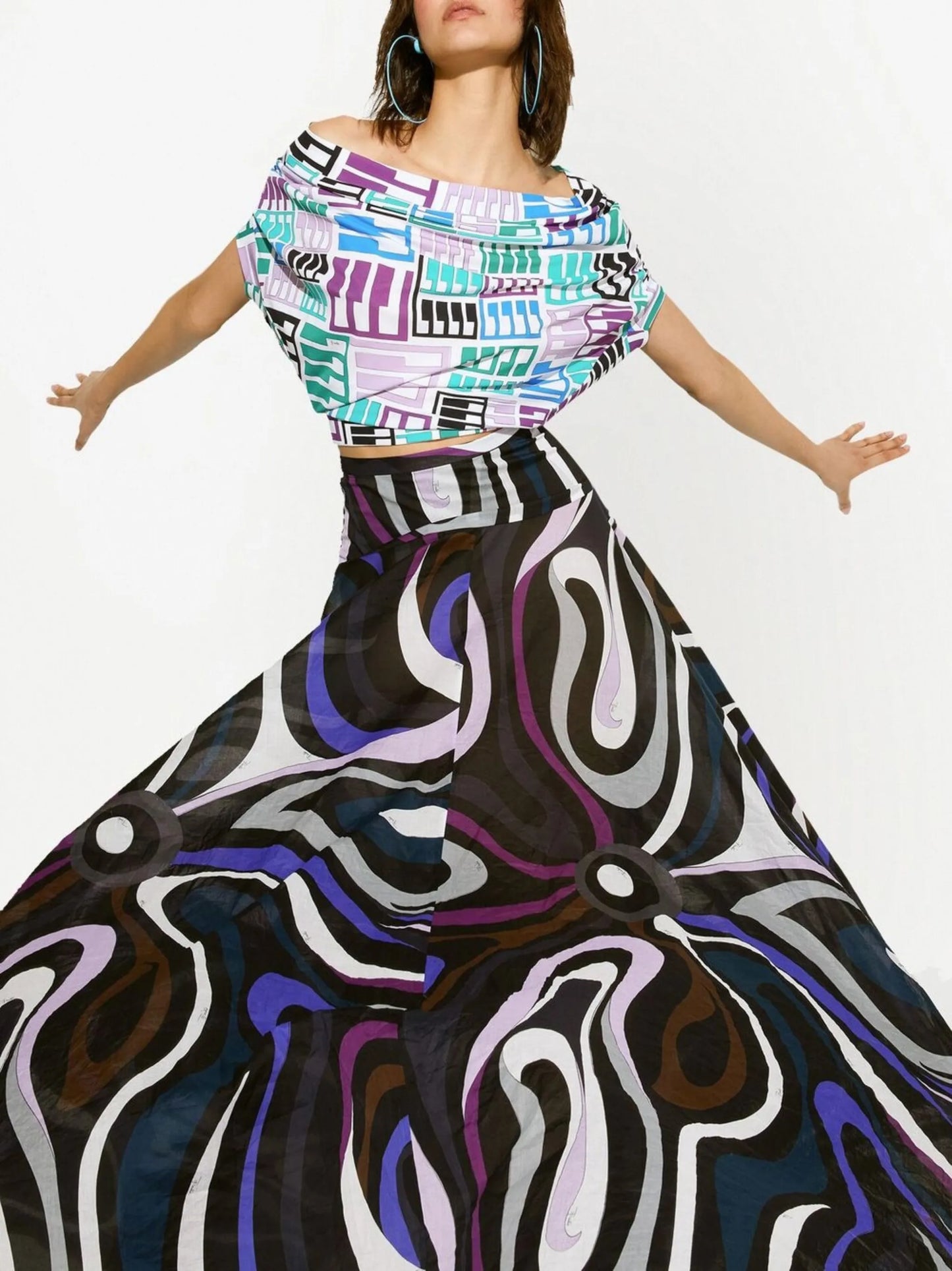 Marmo-print maxi skirt