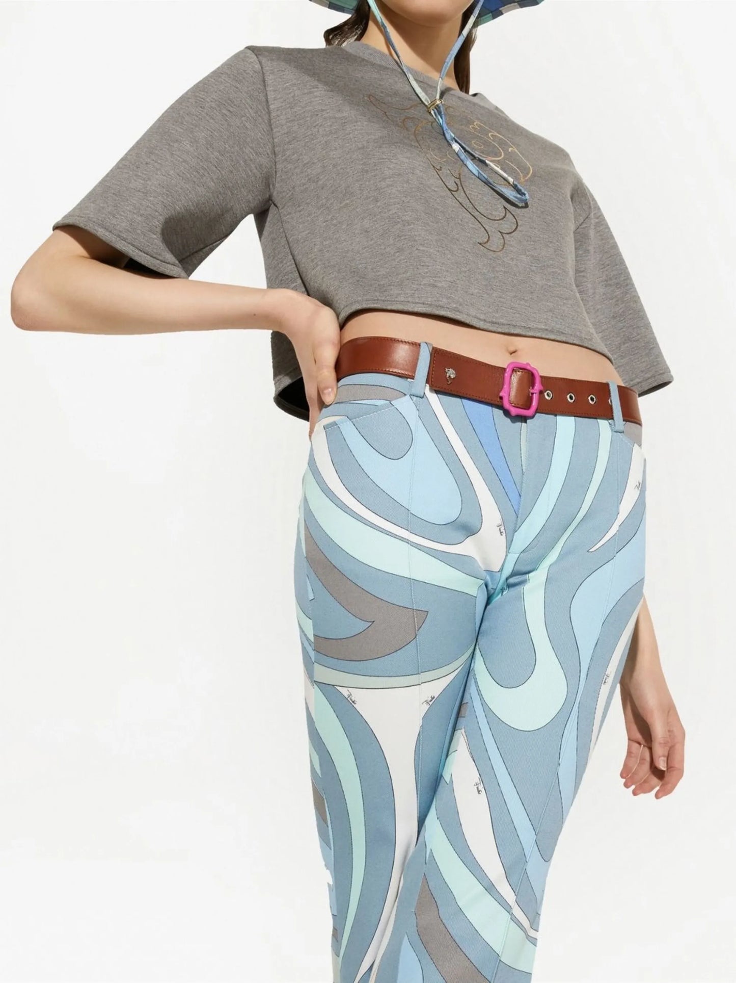 graphic-print cropped trousers