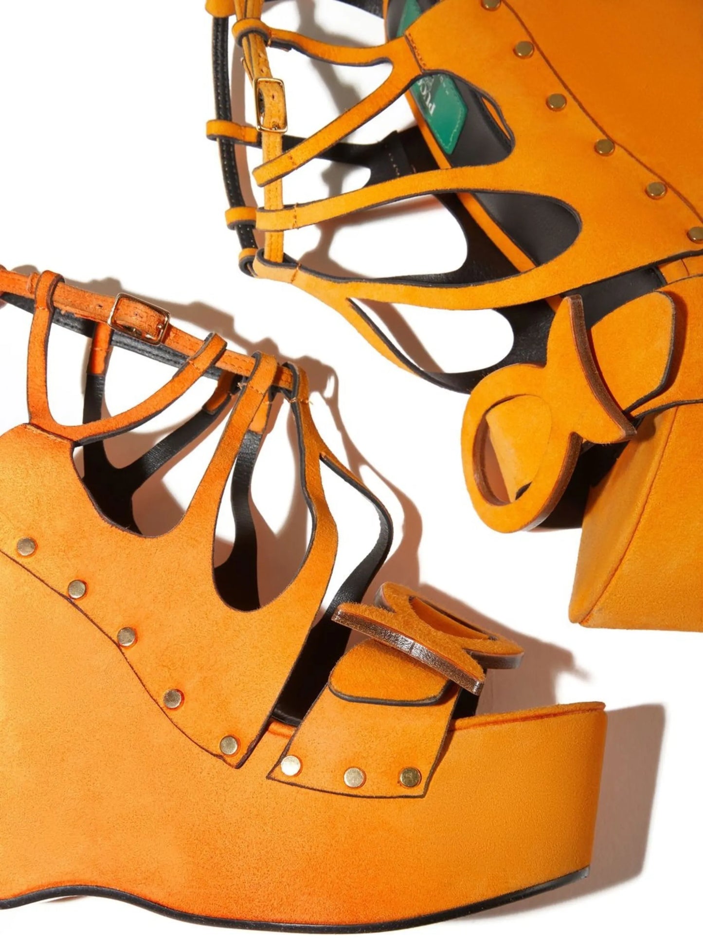 fish-detail cut-out wedge sandals
