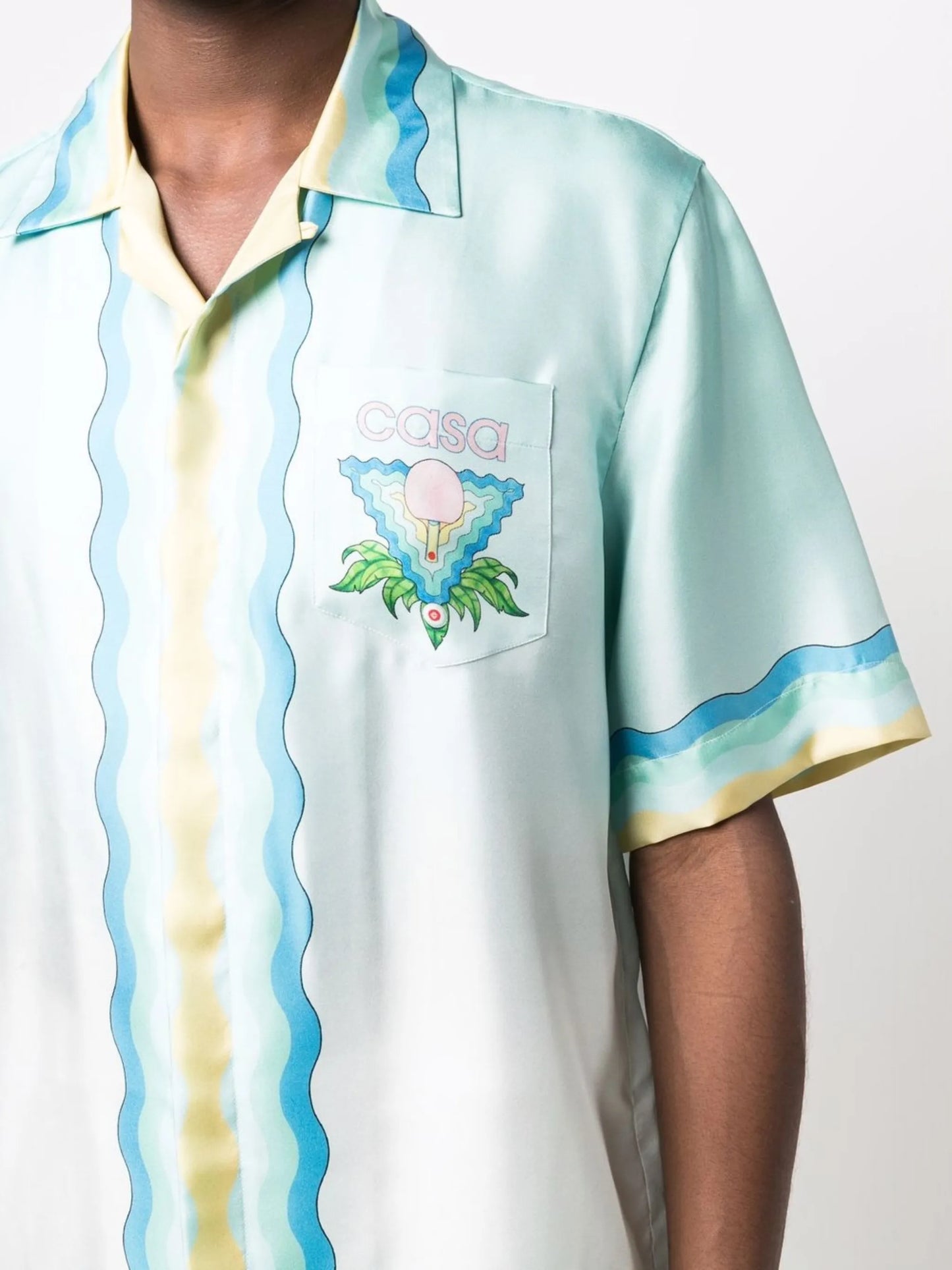 wave-logo print silk shirt