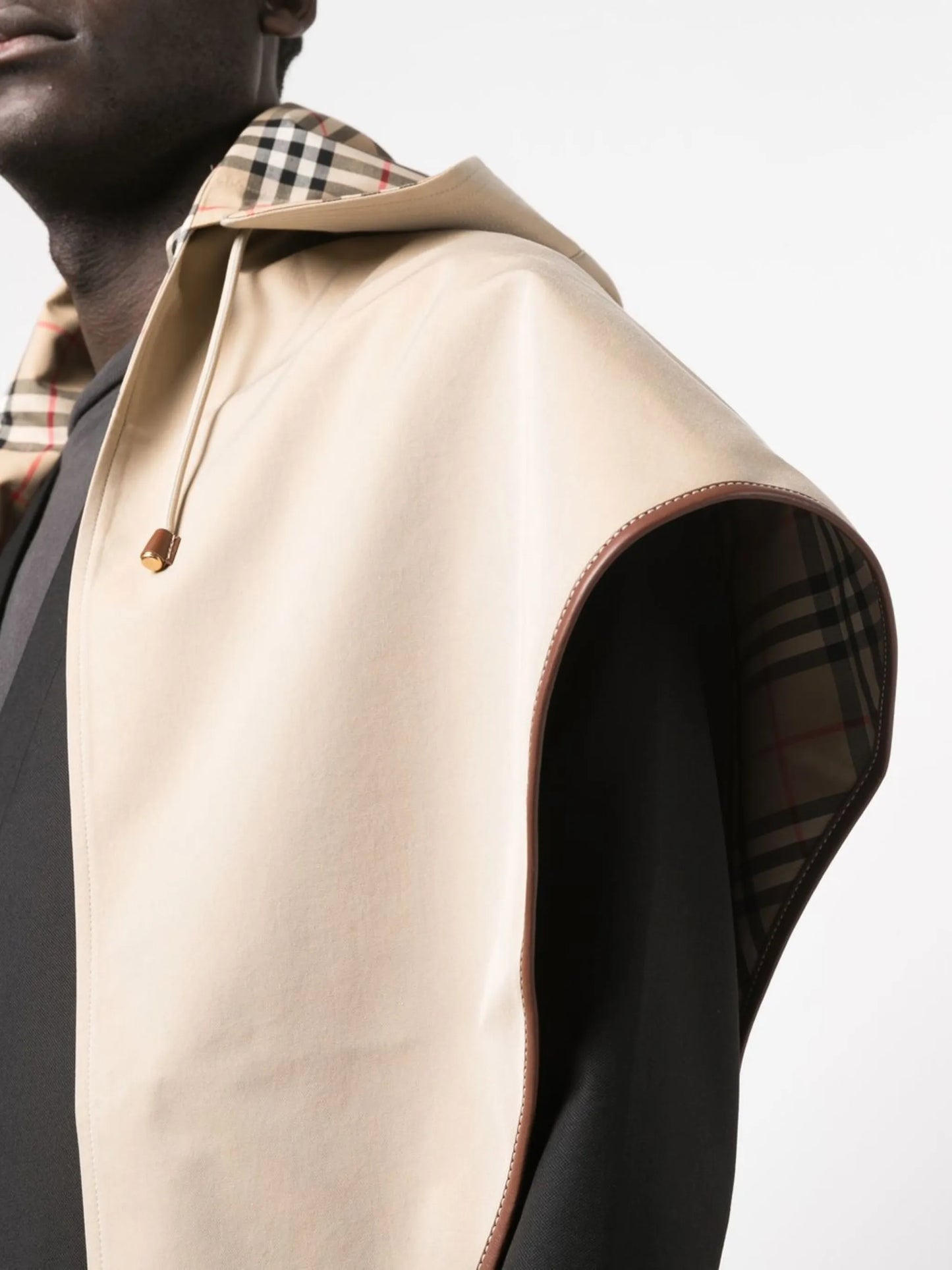 Vintage Check hooded poncho
