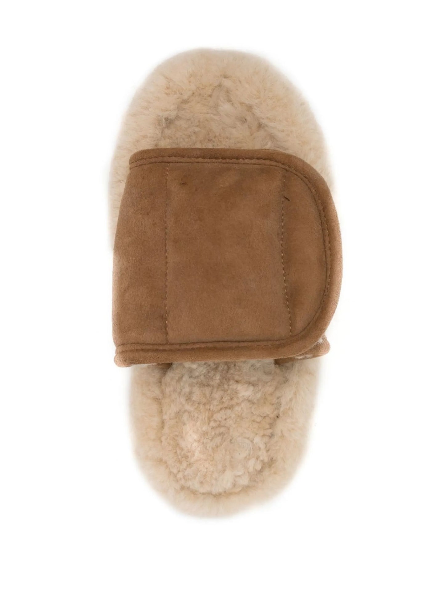 touch-strap shearling slides