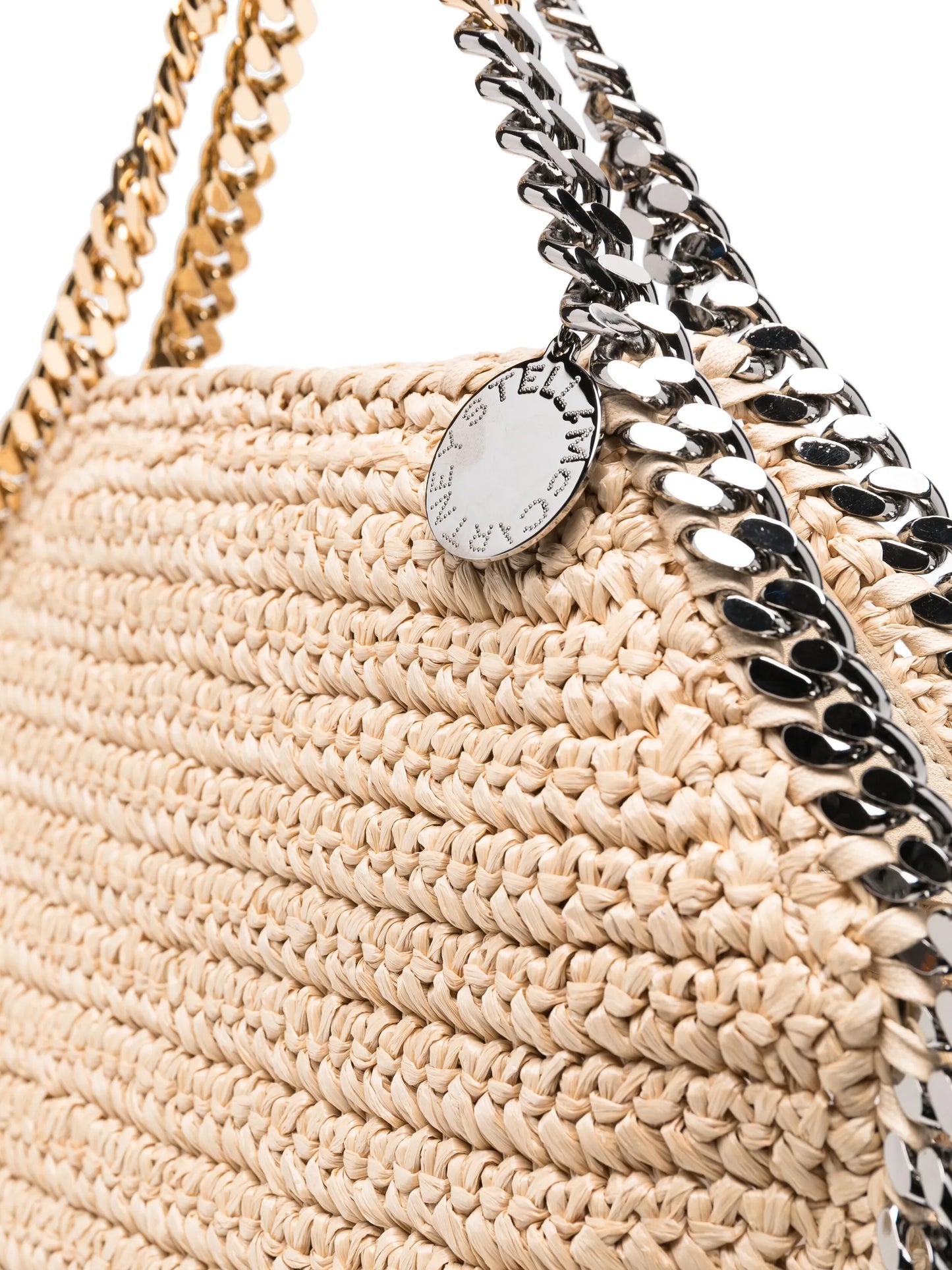Falabella raffia foldover tote bag