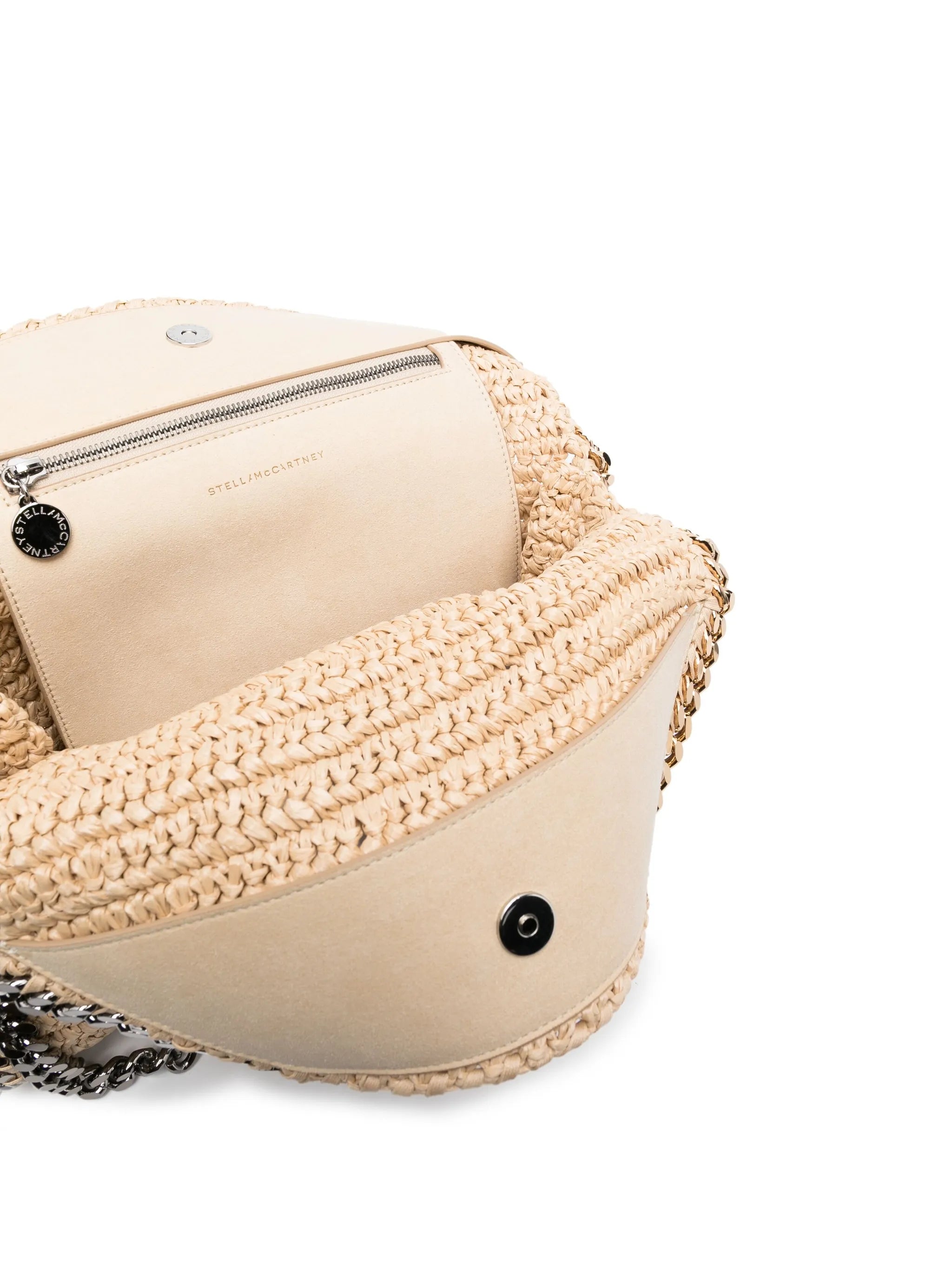 Falabella raffia foldover tote bag